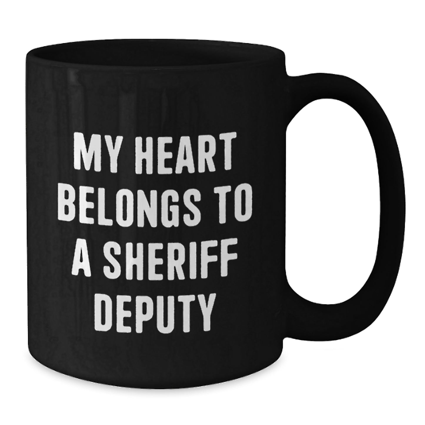 Funny Gifts from Men for Sheriff Deputy Lovers - My Heart Belongs To A Sheriff Deputy Christmas Unique Mugs for Women, Funny Black Coffee Mug - Additional