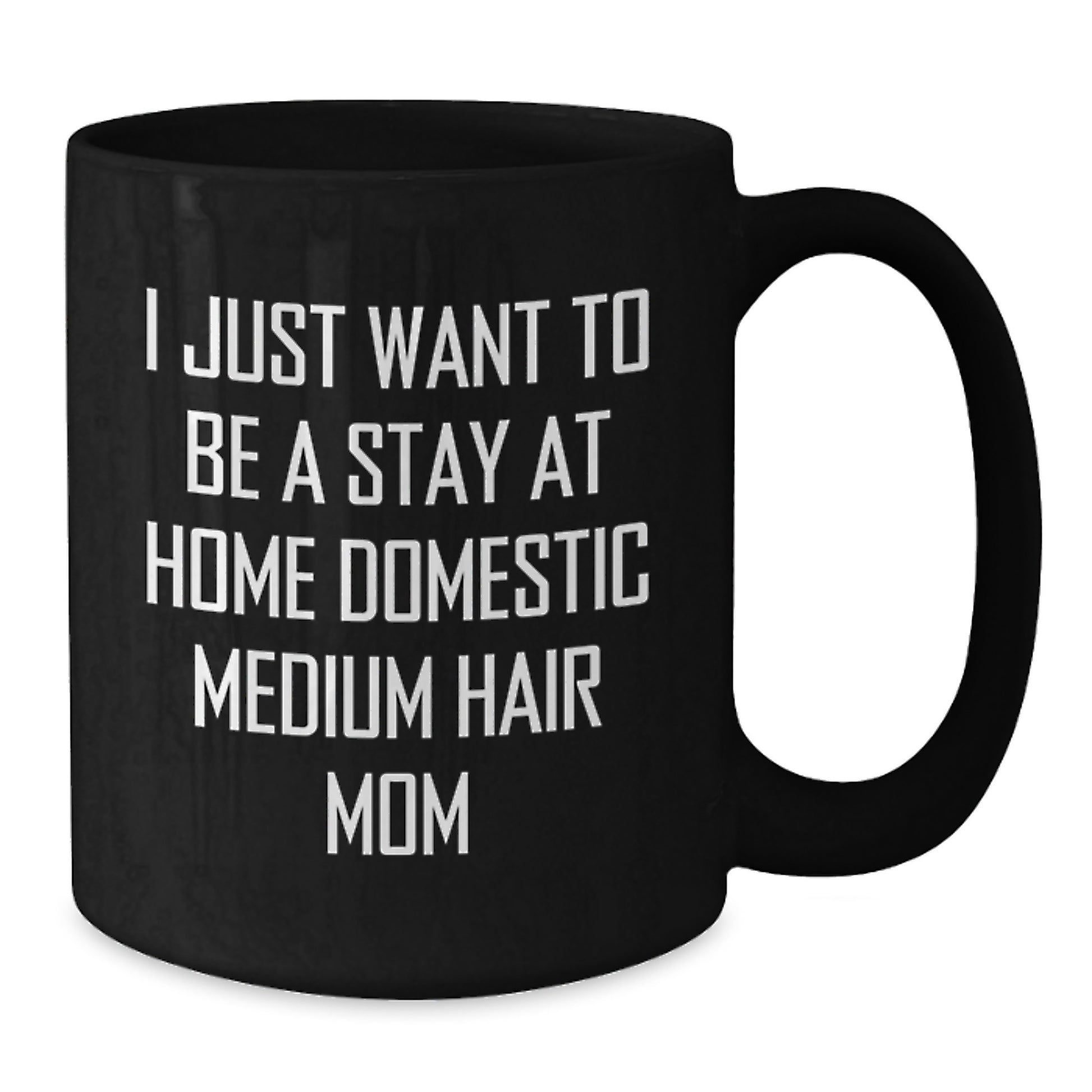 Domestic Medium Hair Mom Gifts from Family - Funny Black Coffee Mug for Birthday 'I Just Want To Be A Stay At Home Domestic Medium Hair Mom' - Gifts for Domestic Medium Hair Friends - Additional