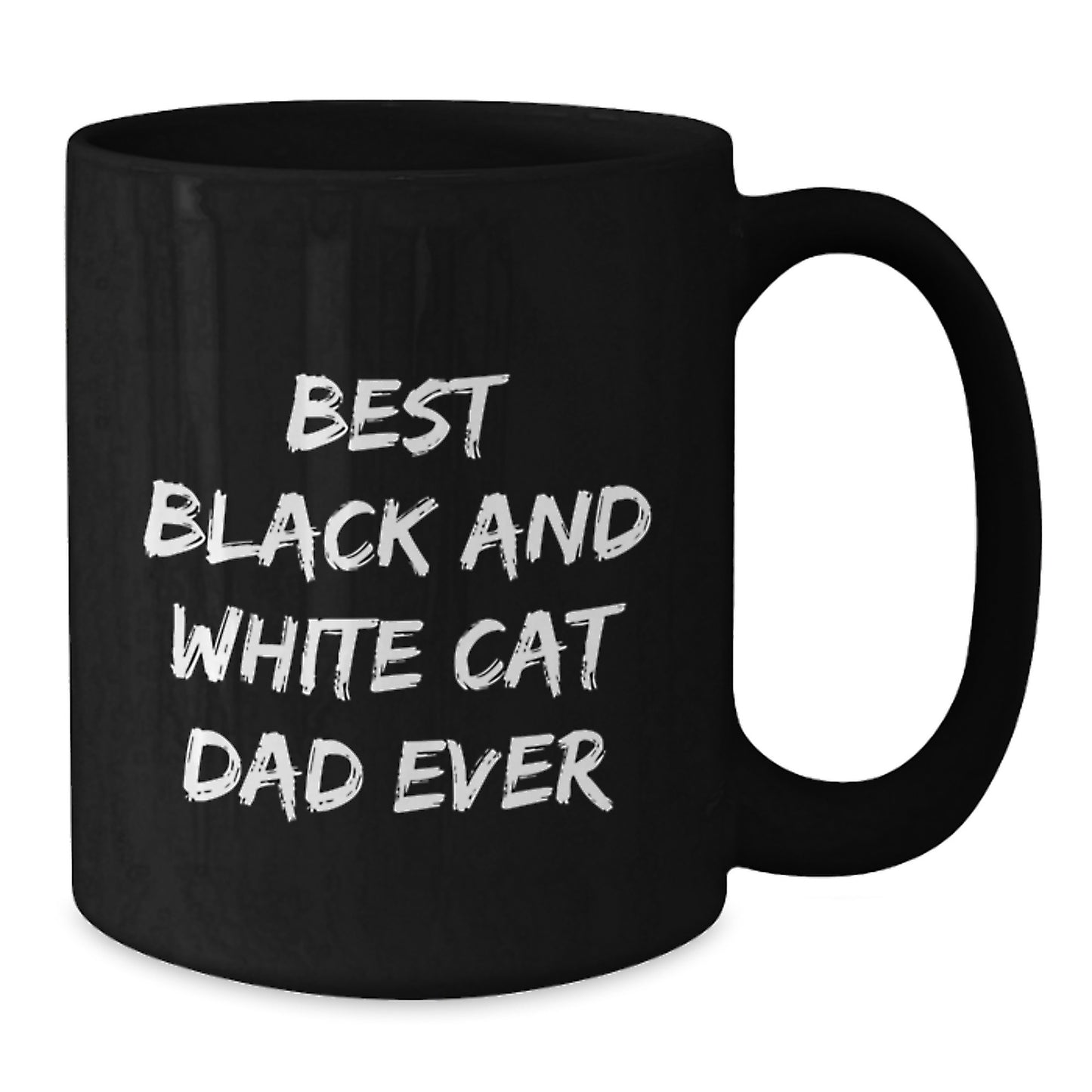 Funny Black and White Cat Dad Gifts from Family for Birthday - Best Black And White Cat Ever Quote on Black Coffee Mug - Additional