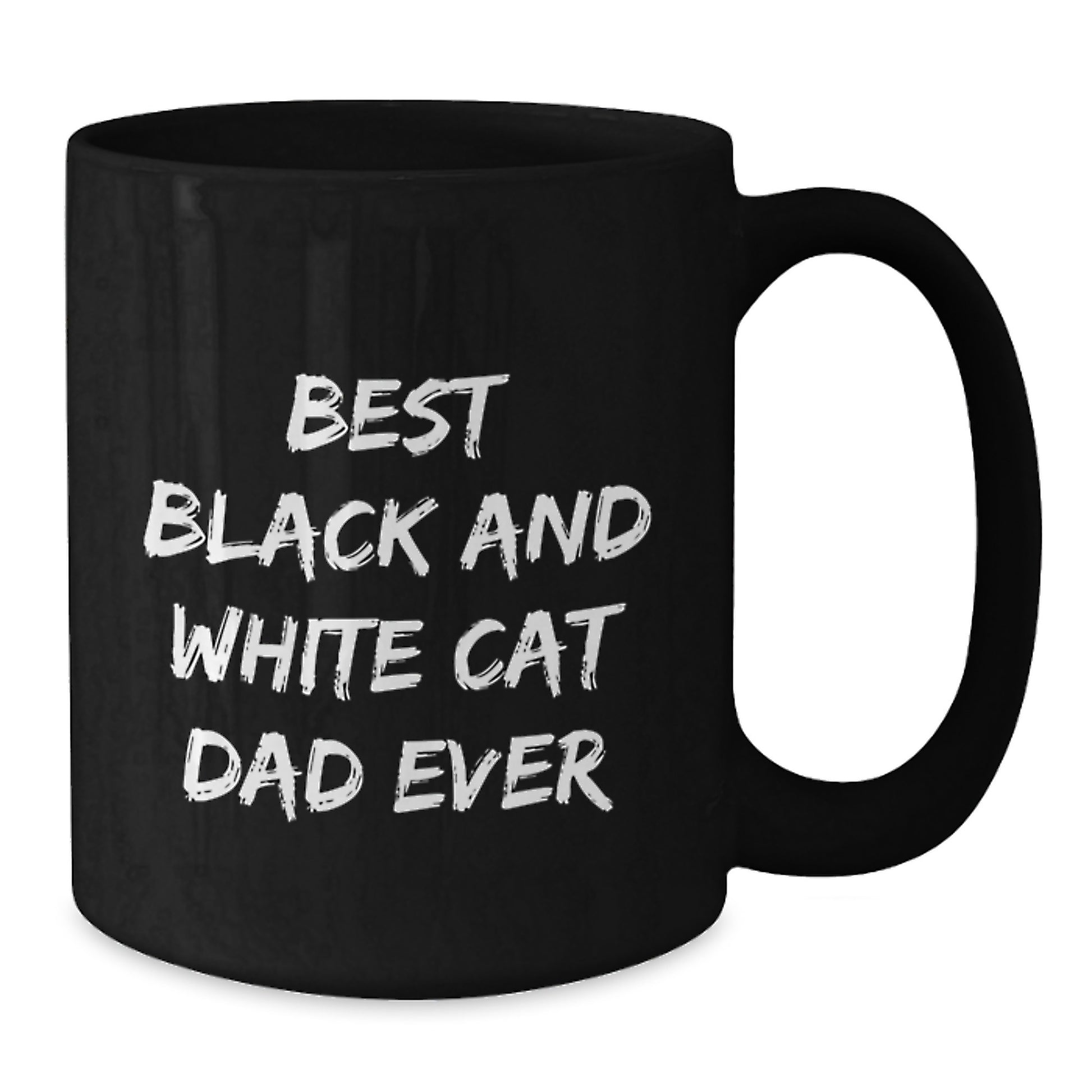 Funny Black and White Cat Dad Gifts from Family for Birthday - Best Black And White Cat Ever Quote on Black Coffee Mug - Additional