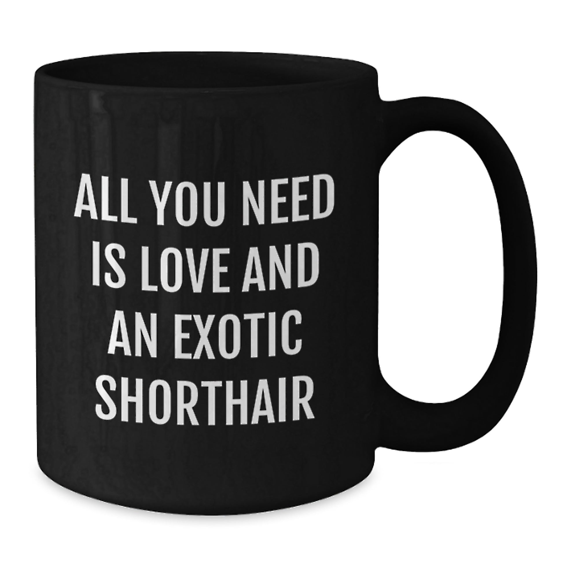 Funny Exotic Shorthair Cat Lovers Gifts from Friends to Family - Birthday Unique Gifts for Exotic Shorthair Cat Enthusiasts - All You Need Is Love And An Exotic Shorthair Black Coffee Mug - Additional