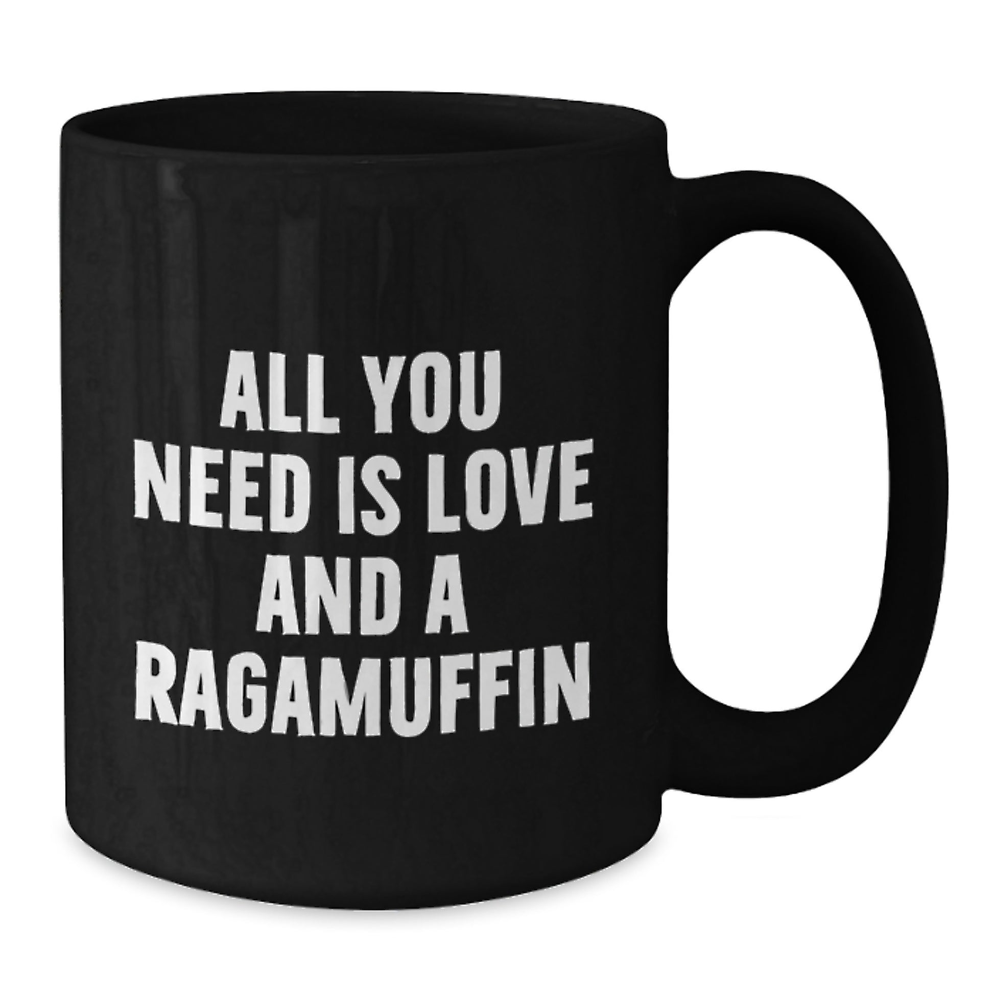 Funny Ragamuffin Cat Gifts for Graduates, Black Coffee Mug with 'All You Need Is Love And A Ragamuffin' Quote, Gifts from Friends and Family - Additional