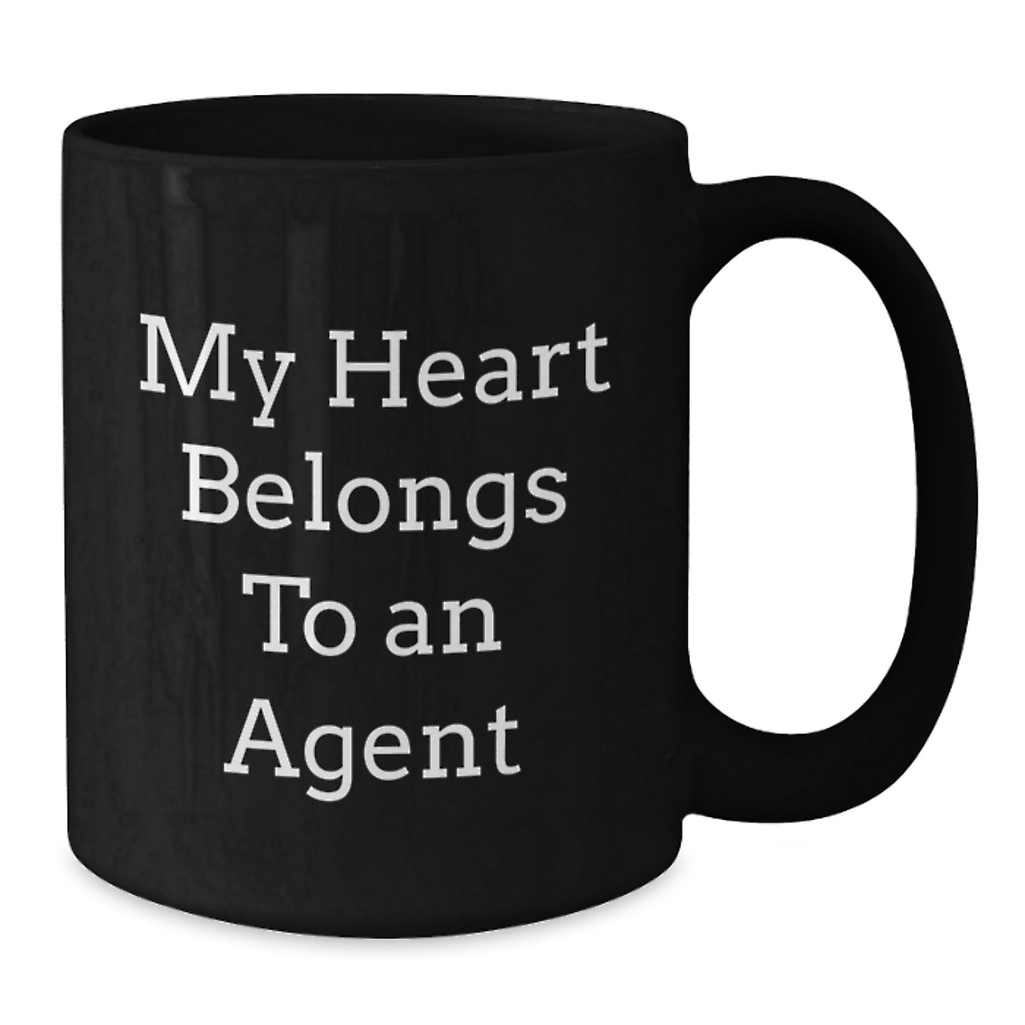 Funny Agent Gifts for Men, Women, Friends, and Coworkers - My Heart Belongs To An Agent Black Coffee Mug, Christmas Unique Gifts from Family - Additional