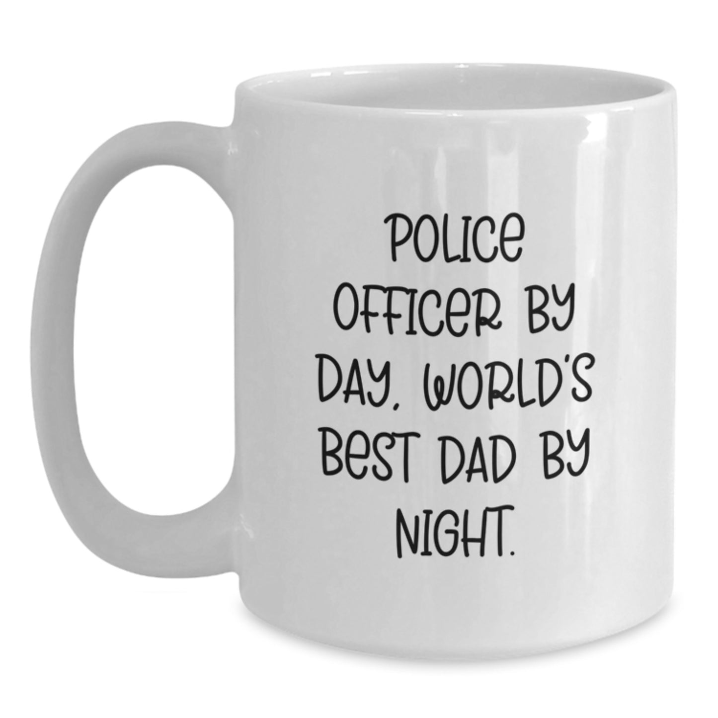 Police Officer Gifts, Police Officer By Day, World's Best Dad By Night, Funny White Coffee Mug, Birthday Unique Presents from Family, Friends, Coworkers - Main
