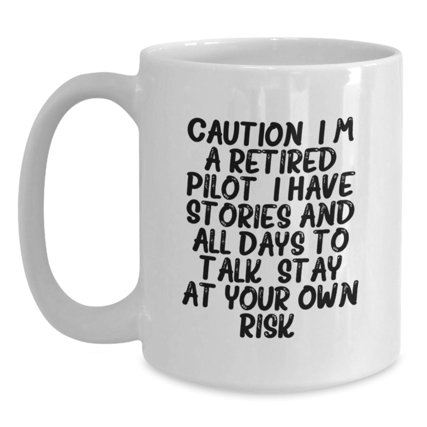 Funny Pilot Gifts for Him from Friends, Unique White Coffee Mugs with Caution Quote for Graduation, 11oz or 15oz Ceramic, Microwave and Dishwasher Safe - Main