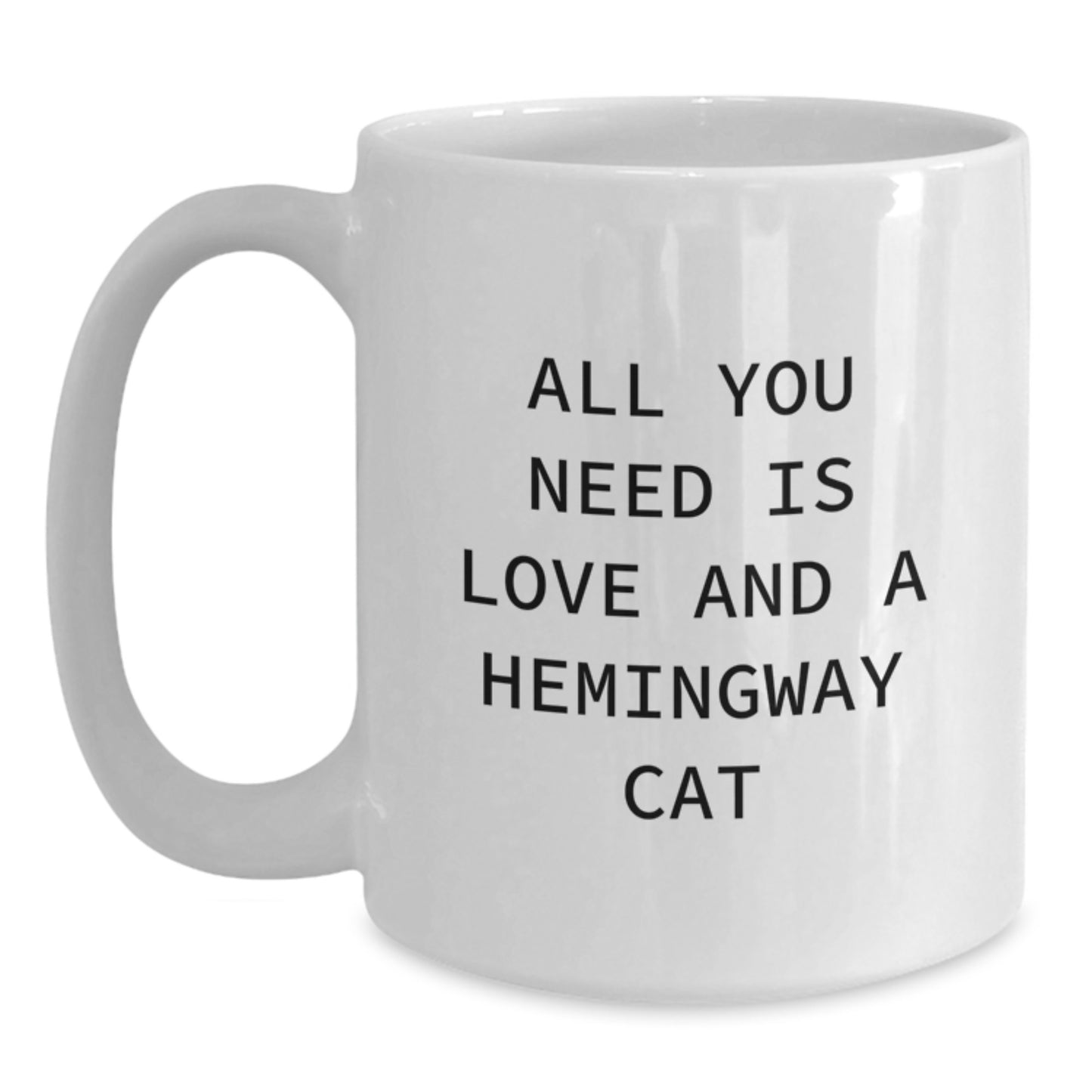 Funny Hemingway Cat Mugs for Graduation Gifts from Friends and Family, 'All You Need Is Love And A Hemingway Cat' Quote - Main