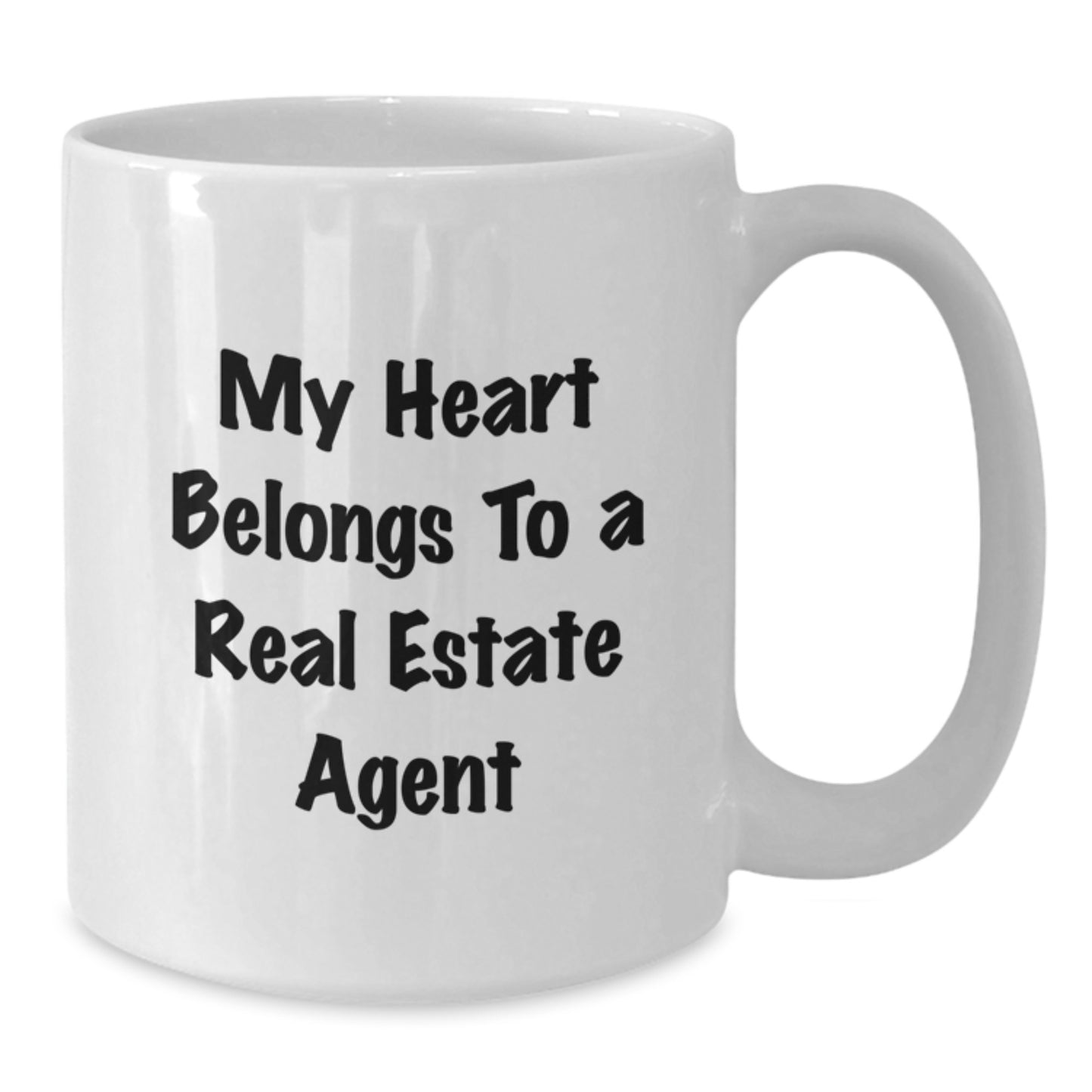 Funny Real Estate Agent Gifts from Men to Real Estate Agent Friends - My Heart Belongs To A Real Estate Agent White Coffee Mug - Unique Christmas Unique Gifts for Real Estate Agent Coworkers - Additional