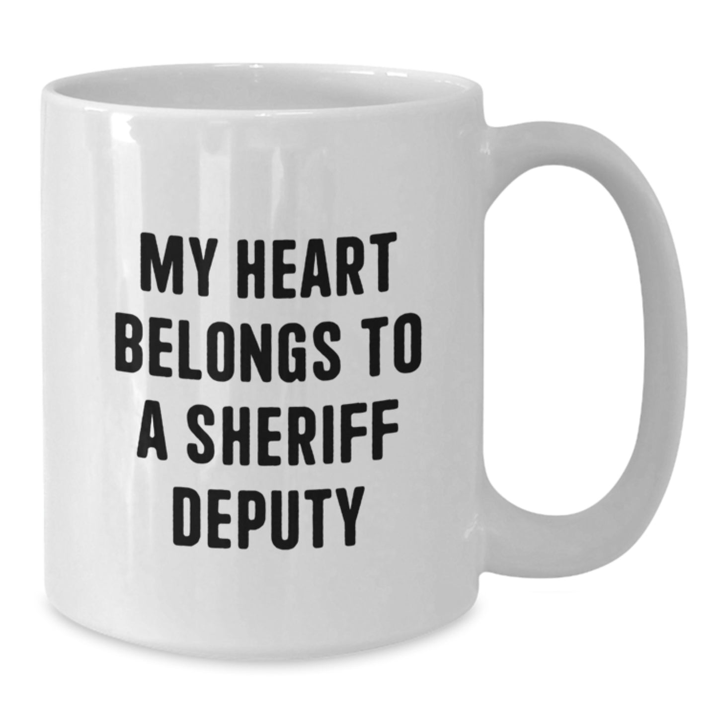 Funny Sheriff Deputy Gifts from Men for Women, White Coffee Mug, My Heart Belongs To A Sheriff Deputy Christmas Unique - Additional