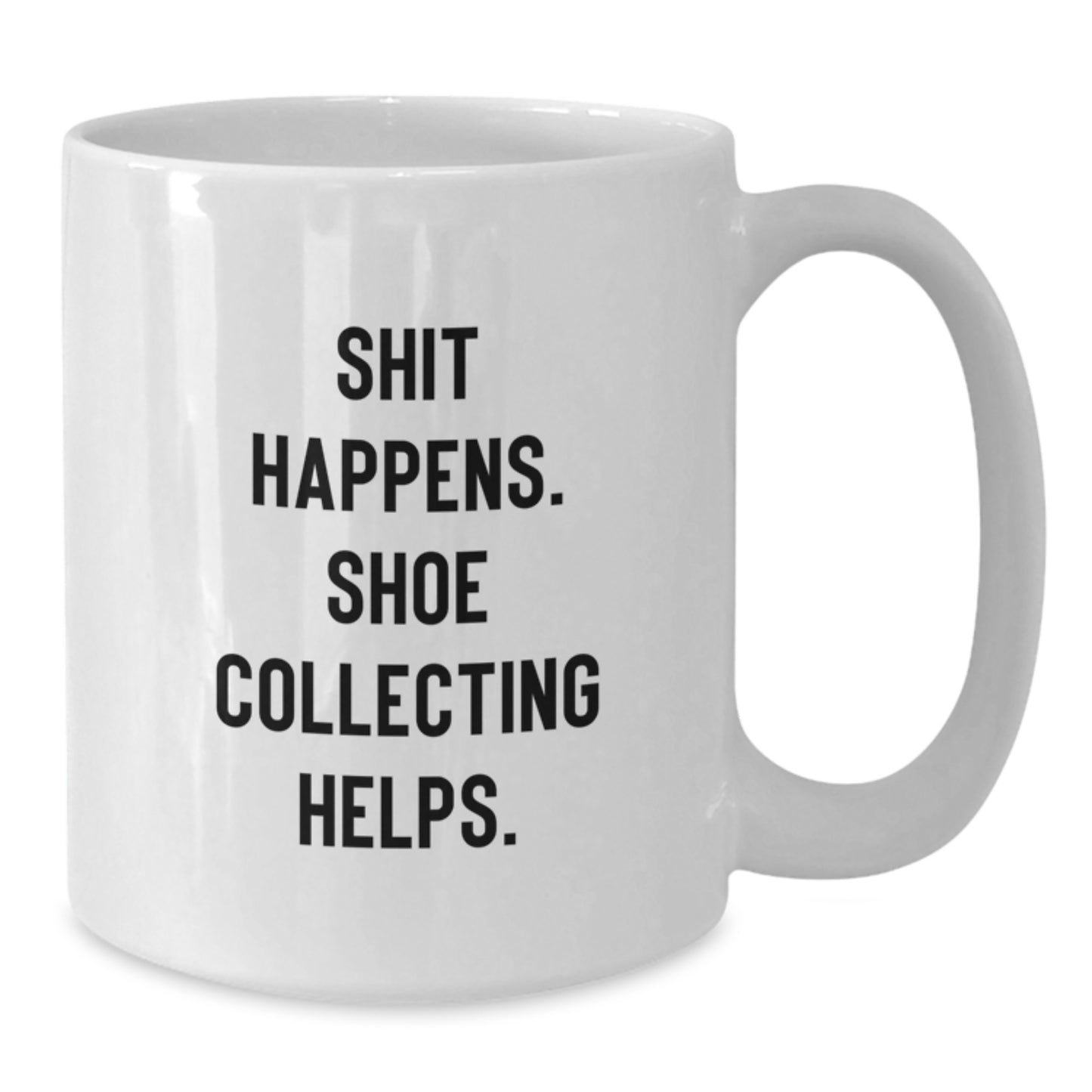 Shoe Collecting Gifts from Friends to Men, White Coffee Mugs for Christmas Unique Gifts, Funny Quote 'Shoe Collecting Helps' - Additional