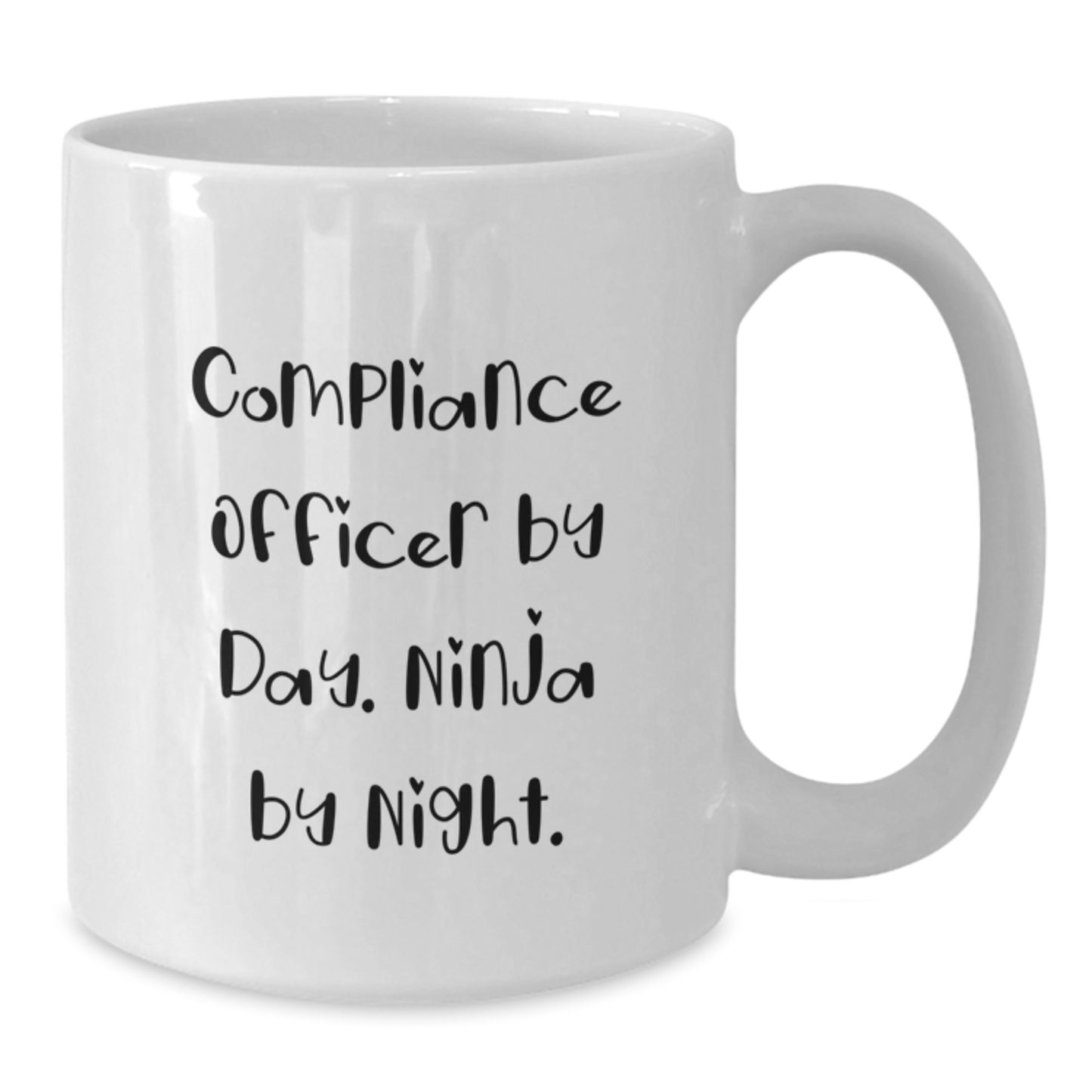 Compliance Officer Ninja Gifts for Men, Funny White Coffee Mug for Graduation, 'Compliance Officer By Day. Ninja By Night.' - Additional