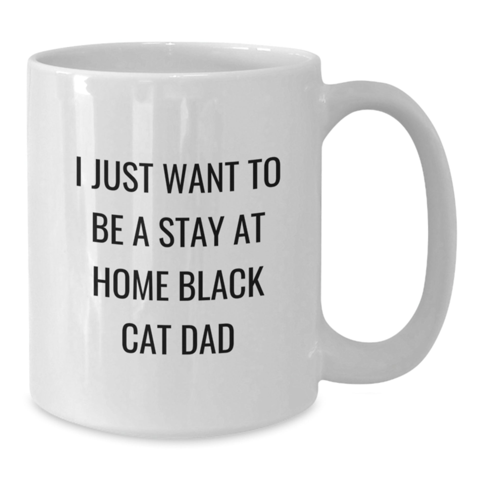 Funny Black Cat Dad Gifts for Him, Unique White Coffee Mug, I Just Want To Be A Stay At Home Black Cat Dad, Christmas Unique Gifts from Family - Additional