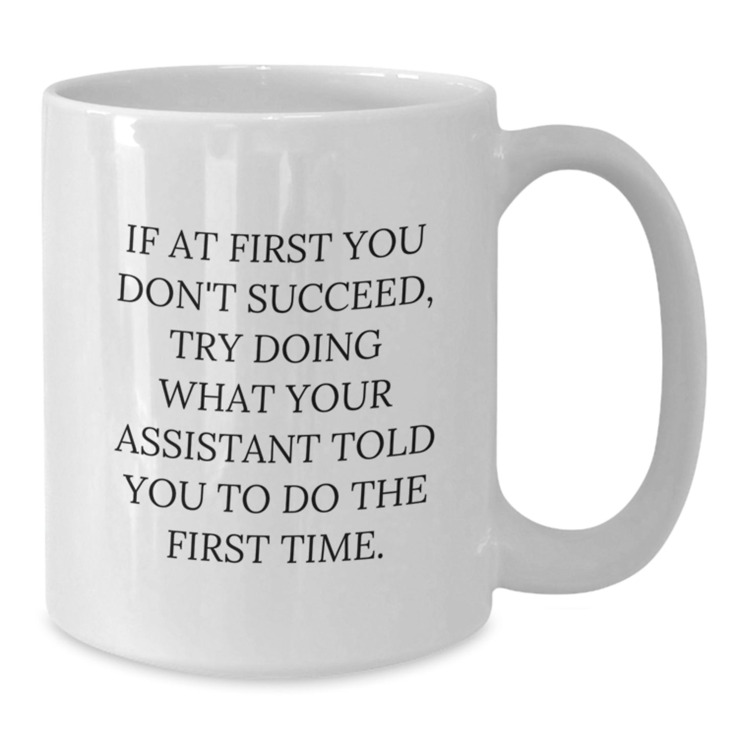 Funny Assistant Gifts from Friends for Christmas - White Coffee Mug with 'If At First You Don't Succeed, Try Doing What Your Assistant Told You To Do The First Time' Quote - Additional