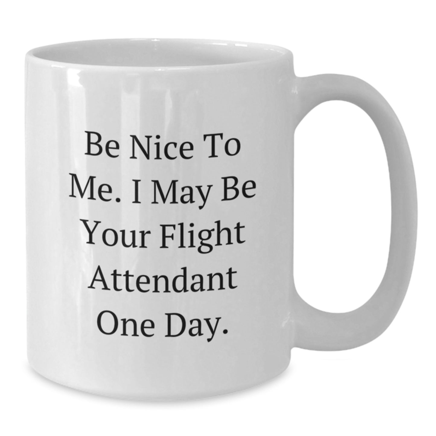 Funny Flight Attendant Gift for Men Women Friends, White Coffee Mug, Be Nice To Me One Day - Additional