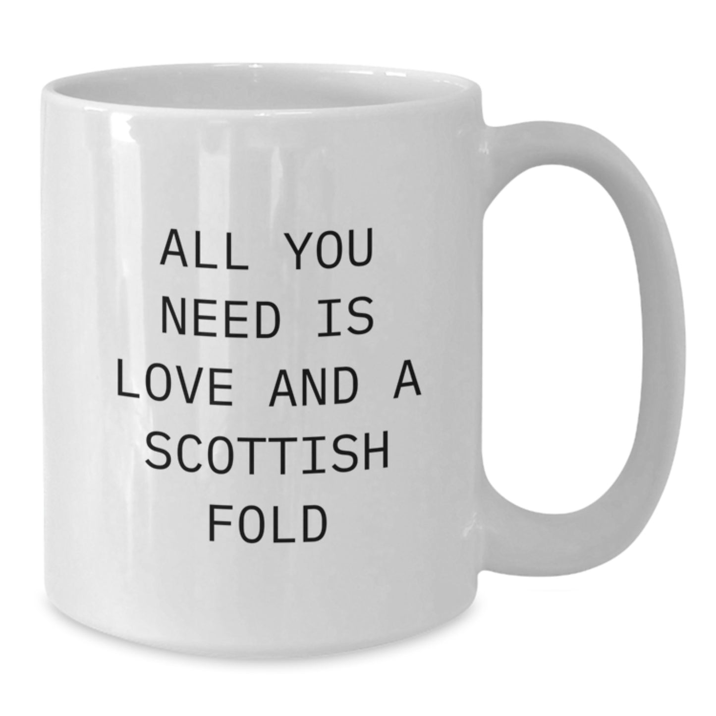 Scottish Fold Cat Lover Gifts from Friends to Family - Inspirational White Coffee Mug, Christmas Unique Presents, All You Need Is Love And A Scottish Fold - Additional