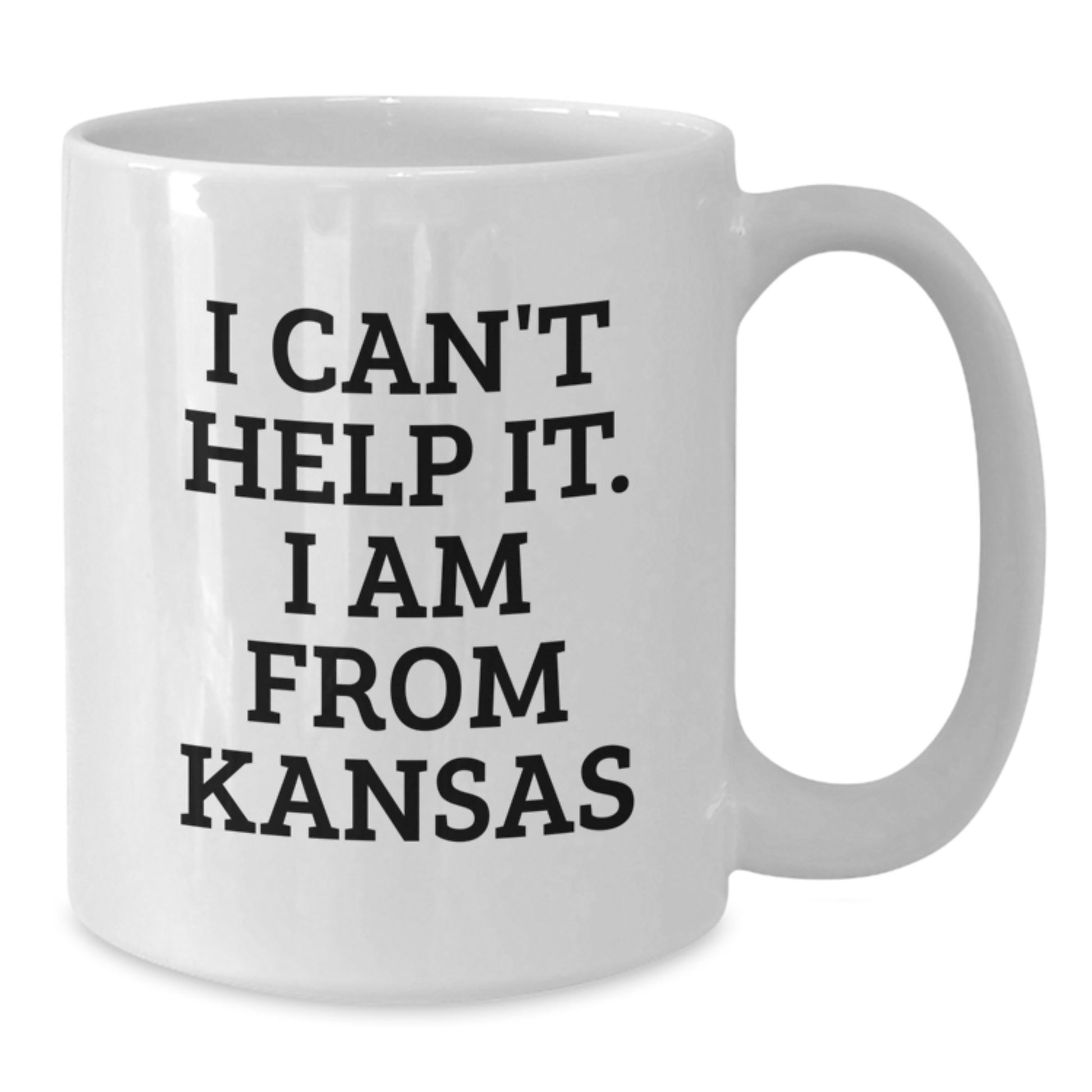 Funny Kansas Gifts from Friends for Men and Women, Kansas Proud White Coffee Mug, 'I Can't Help It. I Am From Kansas', Unique Graduation Mugs - Additional