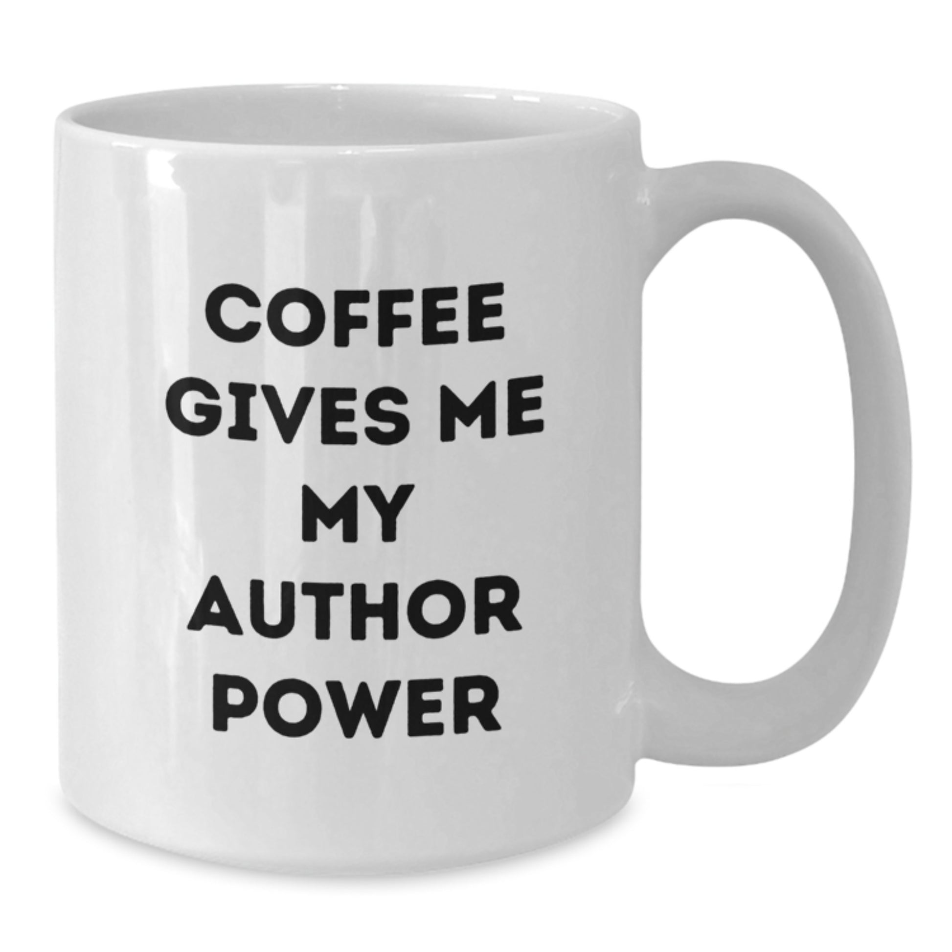 Author Gifts: Funny White Coffee Mug for Men, Women, Friends, Coworkers, Family - 'Coffee Gives Me My Author Power' Quote, 11oz or 15oz, Ceramic, Microwave, Dishwasher Safe - Additional
