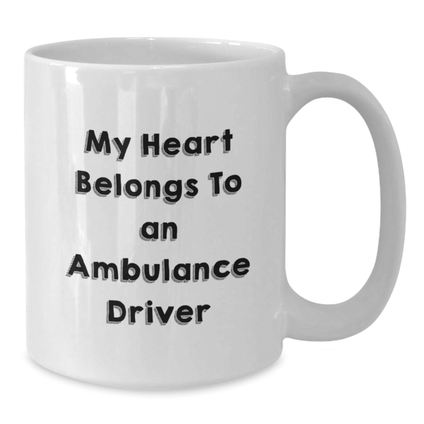 Funny Ambulance Driver Gifts from Men to Ambulance Driver, White Coffee Mug with 'My Heart Belongs To An Ambulance Driver' Quote for Christmas Unique Gifts - Additional