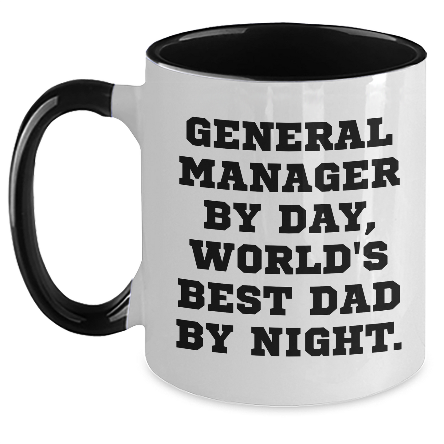 General Manager Gifts, Funny Two Tone Coffee Mug, Gifts from Family for General Manager, 'General Manager By Day, World's Best Dad By Night.' - Main