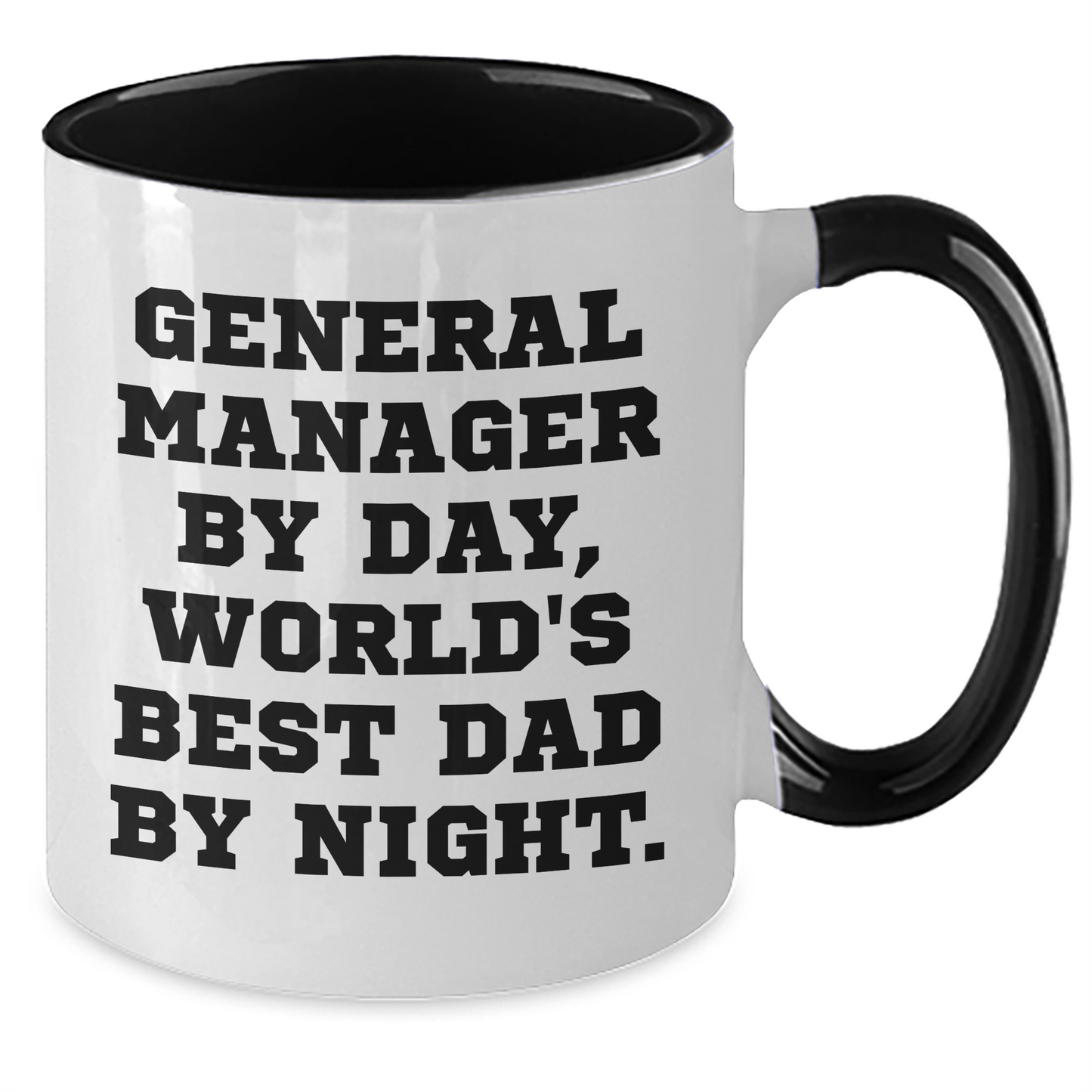 General Manager Gifts, Funny Two Tone Coffee Mug, Gifts from Family for General Manager, 'General Manager By Day, World's Best Dad By Night.' - Additional