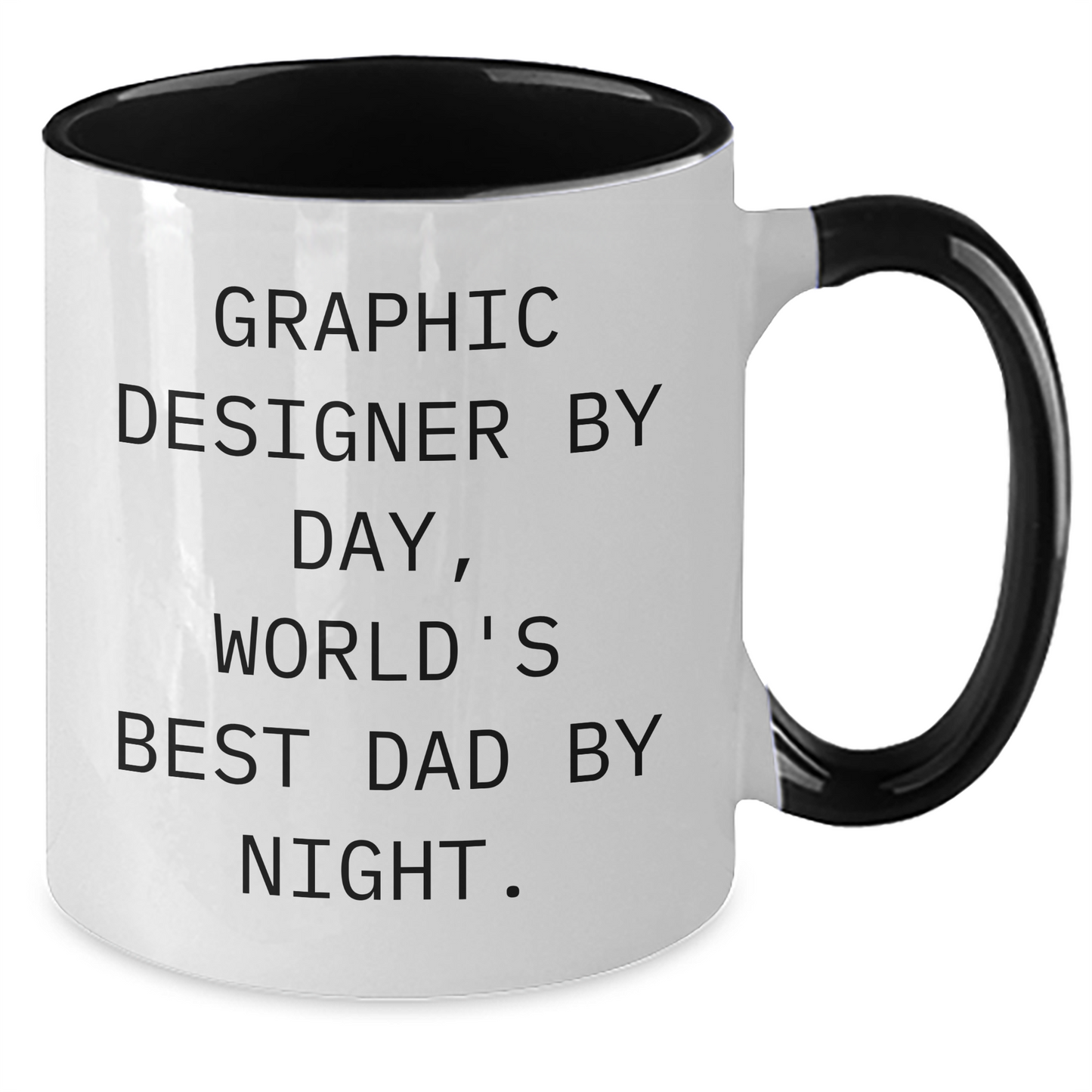 Funny Graphic Designer Gifts for Men from World's Best Dad By Night - Two Tone Coffee Mug for Graduation - Additional