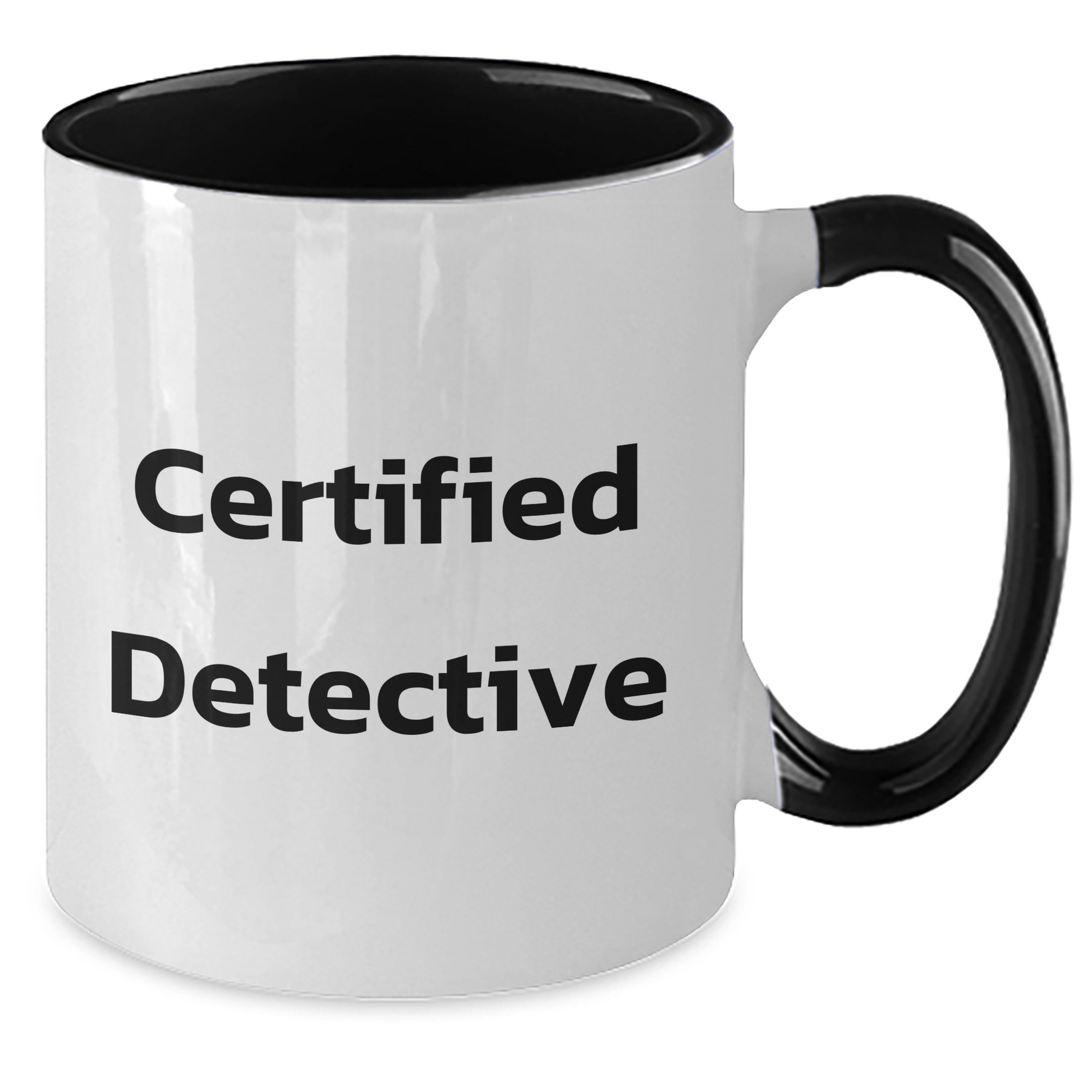 Funny Detective Gifts from Men - Two Tone Coffee Mug for Graduation - 'Certified Detective' Quote, Black and White, Red and White, Navy and White, Pink and White - Additional