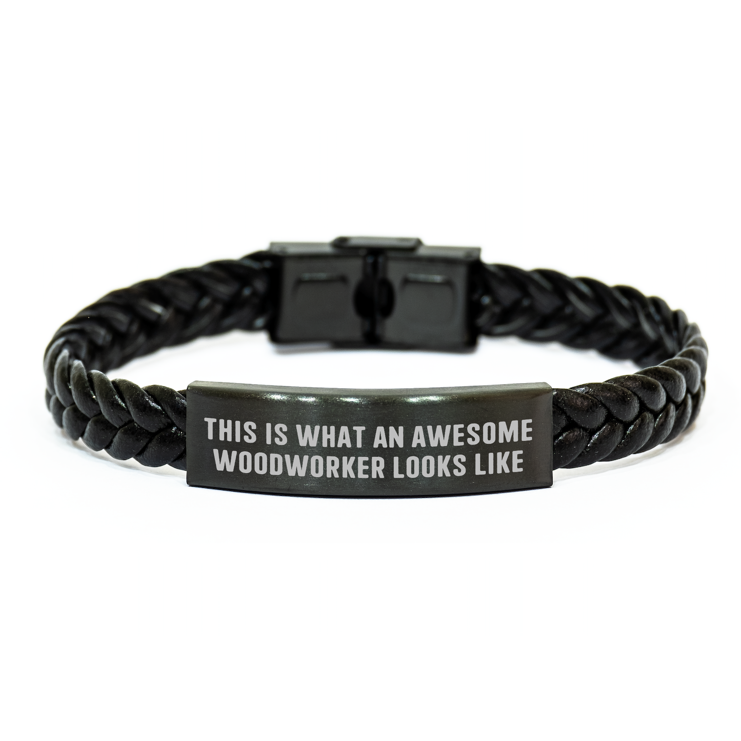 Woodworker Inspiration Gifts from Friends for Men - Interlaced Leather Bracelet, This Is What An Awesome Woodworker Looks Like, Graduation Unique Gifts for Him - Image 1