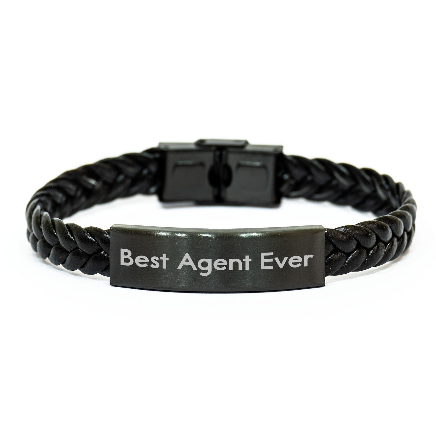 Best Agent Ever Quote Interlaced Leather Bracelet Gifts for Agent Men, Unique Agent Graduation Gifts from Friends or Family - Image 1