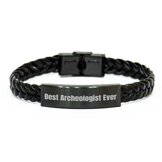 Funny Archeologist Gifts for Him from Friends - Best Archeologist Ever Quote Interlaced Leather Bracelet for Graduation - Gifts for Men from Family - Image 1