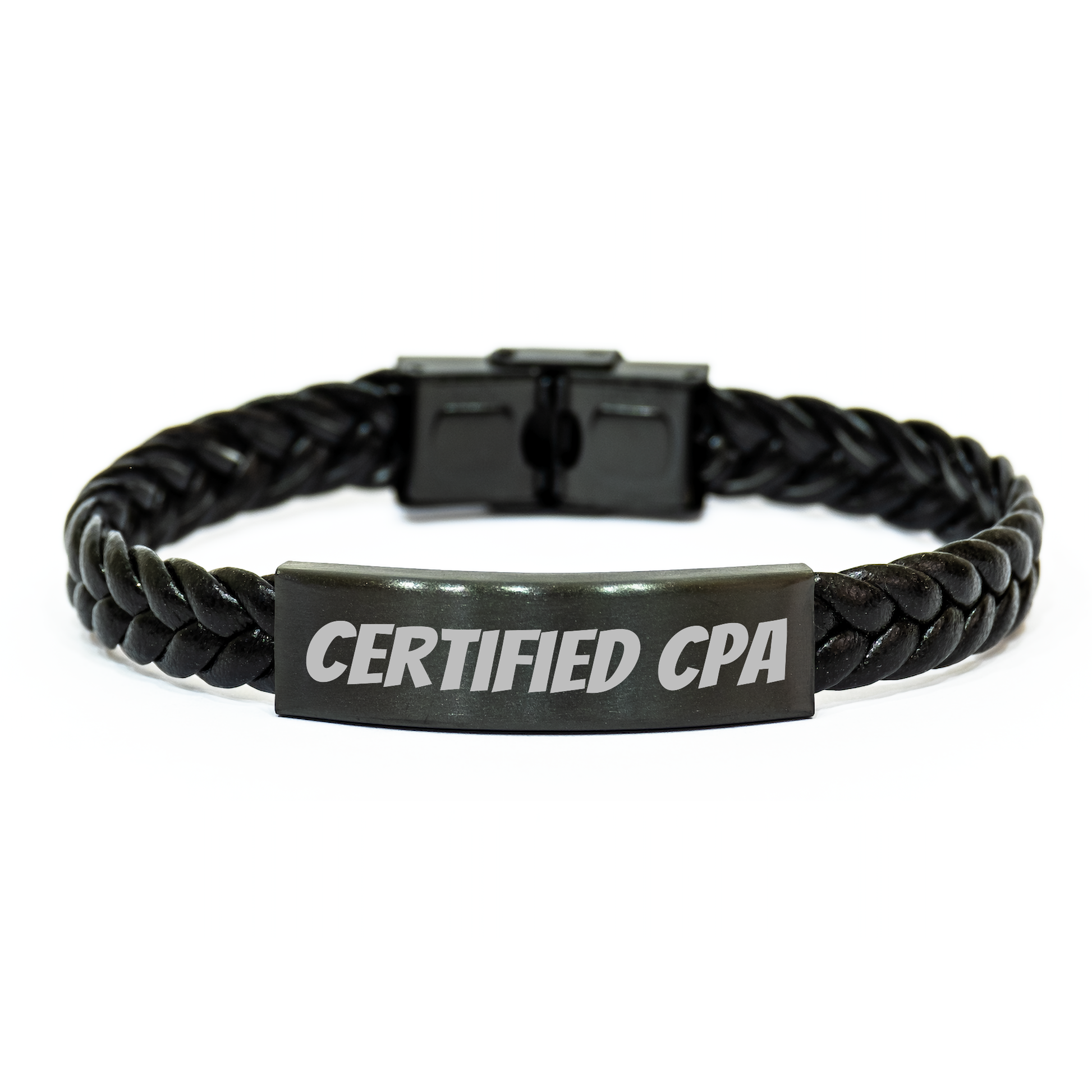 Funny Certified CPA Gifts from Friends, Inspirational Interlaced Leather Bracelet for Graduation, 'Life Begins at the CPA Exam' Quote, Unique Men's or Women's Accessory - Image 1
