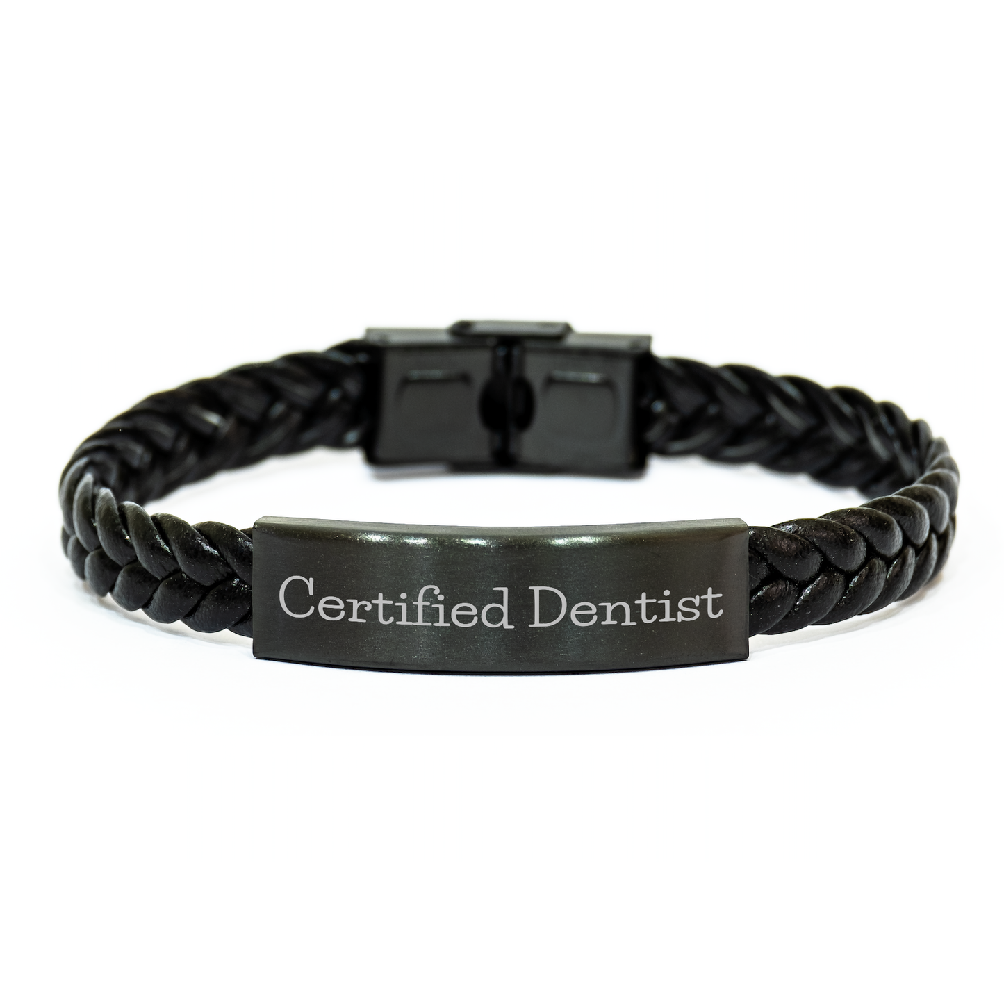 Funny Certified Dentist Gifts for Men from Family - Interlaced Leather Bracelet for Graduation Unique Gifts - Image 1