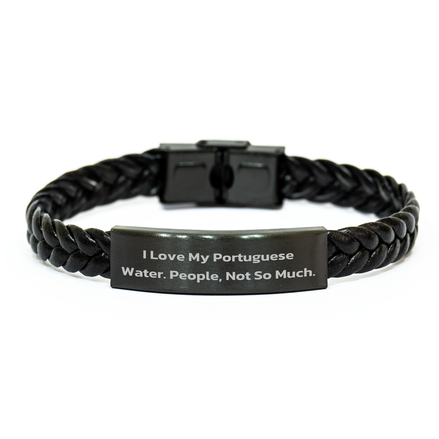 Portuguese Water Dog Lovers' Funny Gift, Interlaced Leather Bracelet for Graduation, Gifts from Family to Portuguese Water Dog, Unique Men's Accessories - Image 1