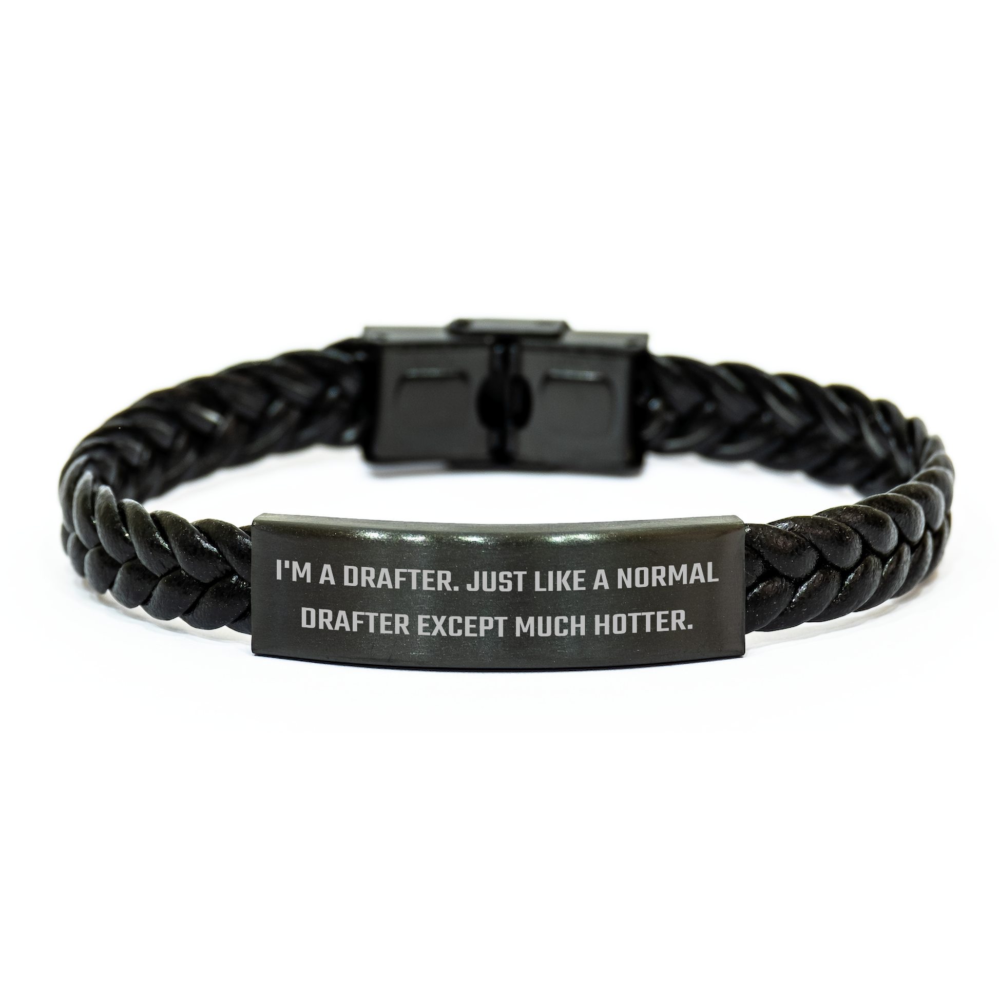Drafter Gifts from Friends, Unique Interlaced Leather Bracers for Men, Funny Quote 'I'm A Drafter. Just Like A Normal Drafter Except Much Hotter.' Graduation Unique Gifts - Image 1