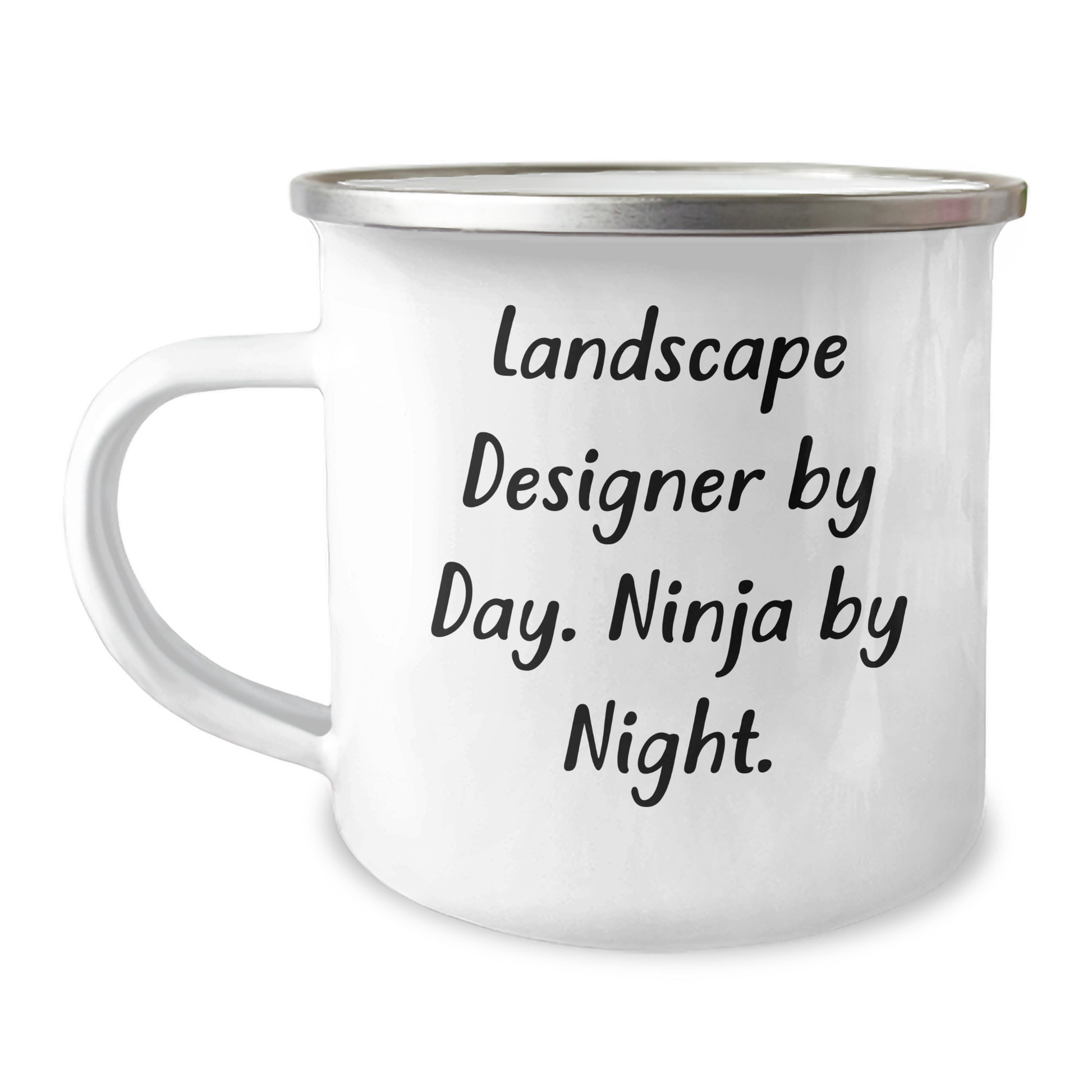 Landscape Designer Gifts from Men to Graduates, Camping Mug for Ninja Landscapers By Day, Funny Quote, 12 oz Stainless Steel with Enamel Finish - Image 1