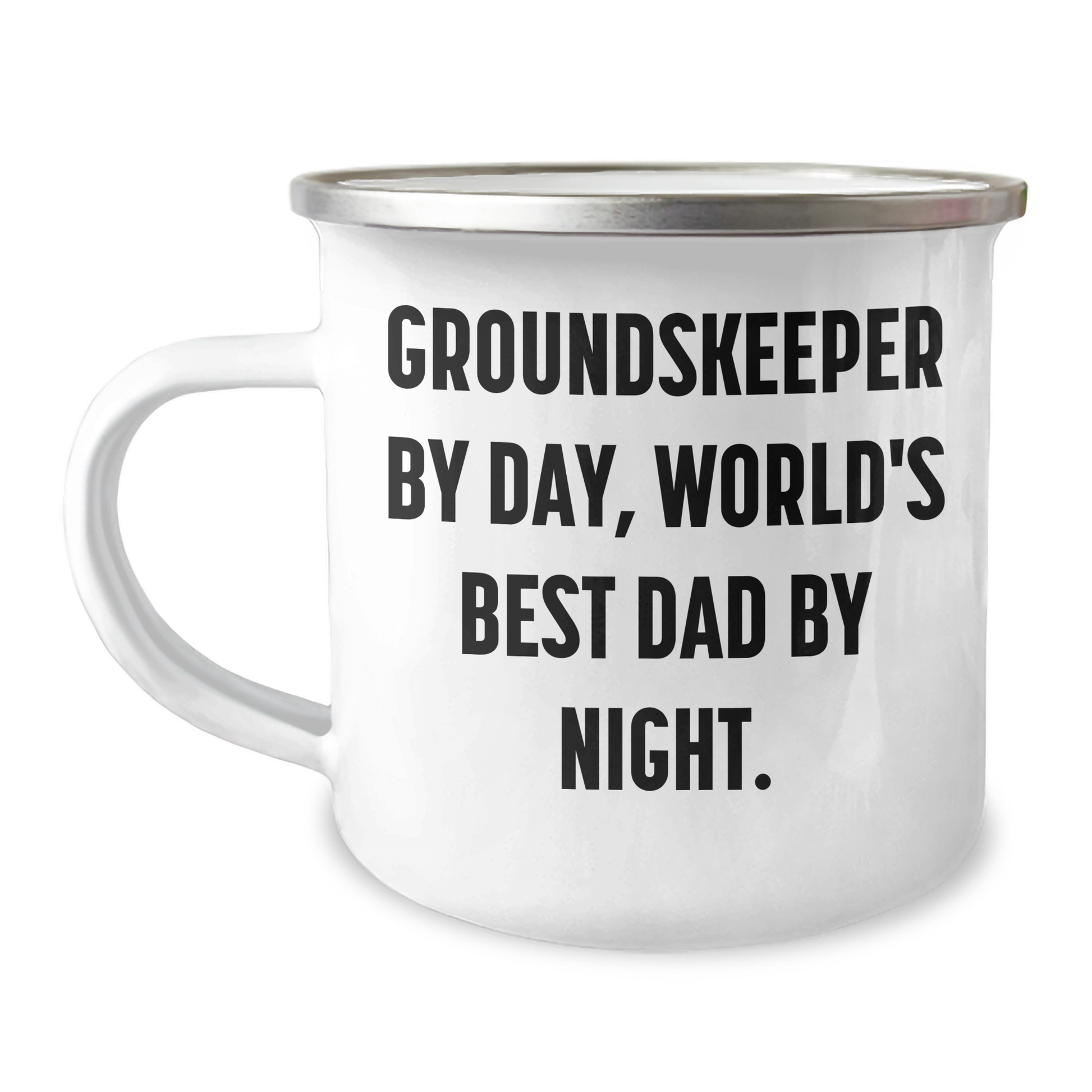 groundskeeper Gifts Funny Quote Camping Mug for groundskeepers, Graduation Unique Gifts from Friends Family, 'groundskeeper By Day, World's Best Dad By Night.' - Image 1