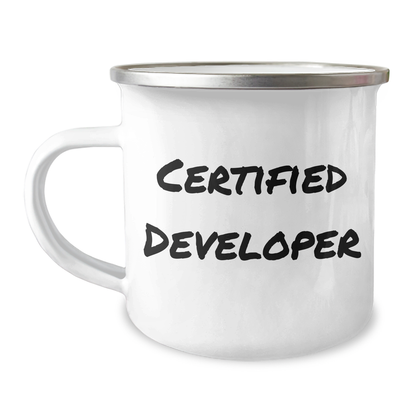 Funny Developer Gifts from Friends for Graduation Unique Camping Mug, 12 oz, Stainless Steel with Enamel Finish, 'Code Like a Boss' Quote, Perfect for Men, Women, Coworkers, Family - Image 1