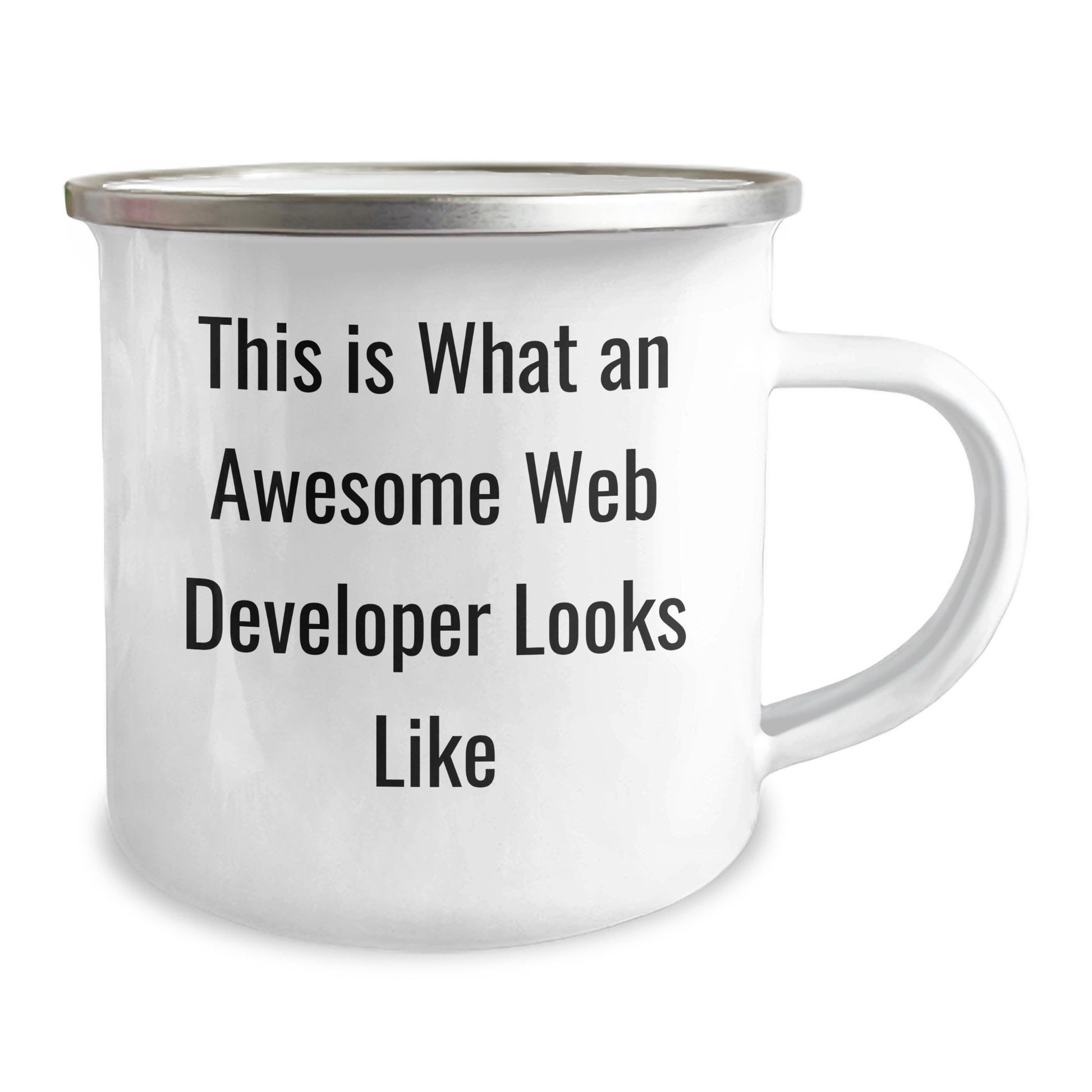 Web Developer Gifts from Friends, Funny Camping Mug for Graduation, This Is What An Awesome Web Developer Looks Like, 12 oz Stainless Steel with Enamel Finish - Image 2