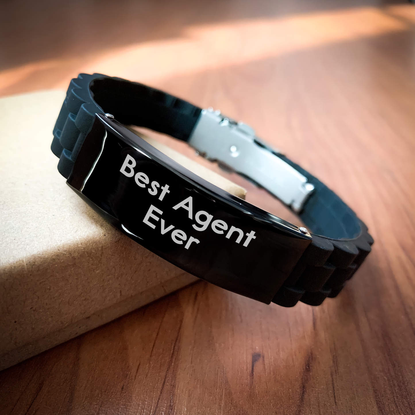 Funny Agent Gifts from Men - Best Agent Ever Glide lock Clasp Bracelet, Adjustable, Black, Unique Graduation Gifts for Agent - Image 2