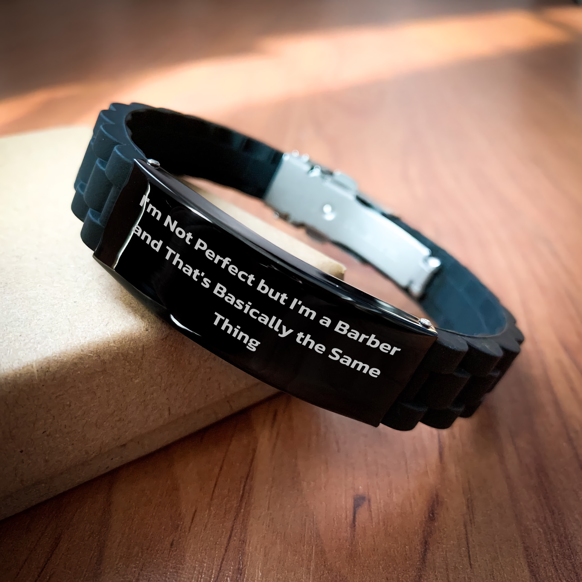 Funny Barber Gifts from Friends for Graduation Unique Additions, I'm Not Perfect But I'm A Barber And That's Basically The Same Thing Glide lock Clasp Bracel - Image 2