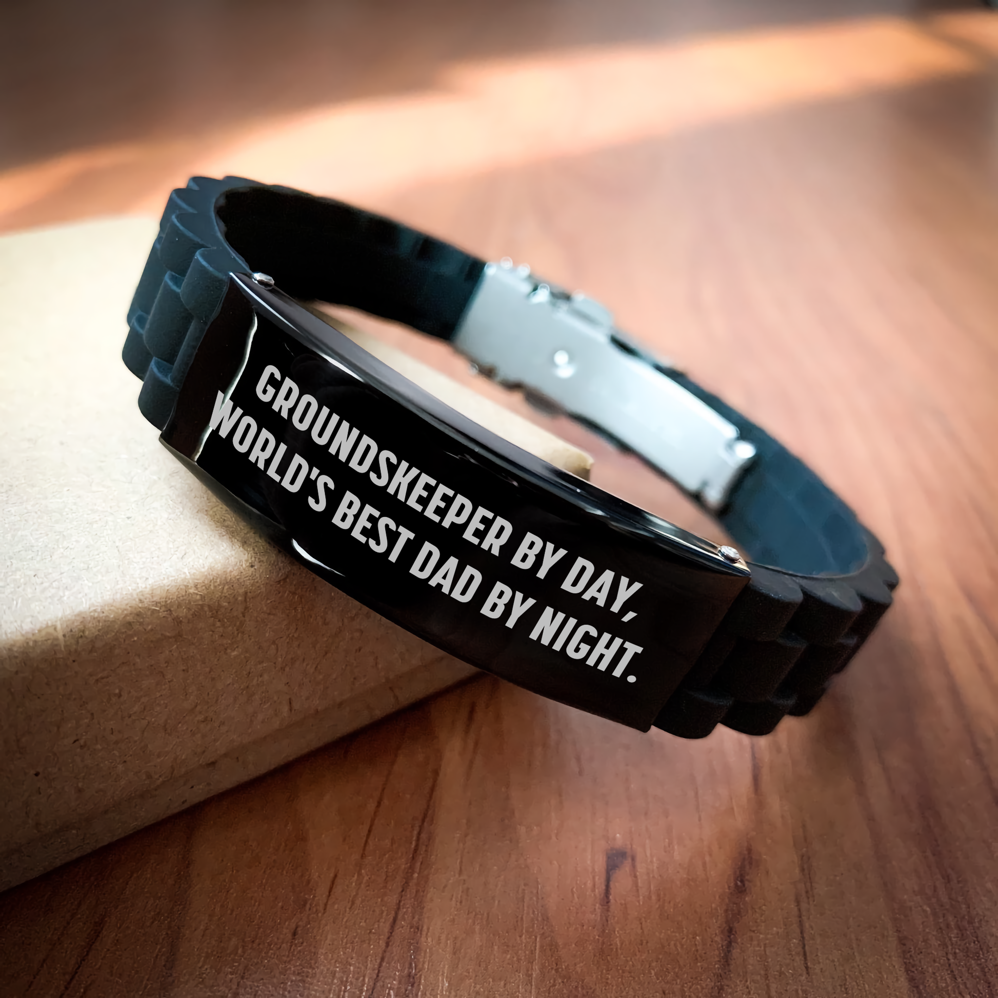 groundskeeper By Day, World's Best Dad By Night., Funny Quote Glide lock Clasp Graduation Gifts for Men from Friends, Unique groundskeeper Jewelry for Him - Image 2