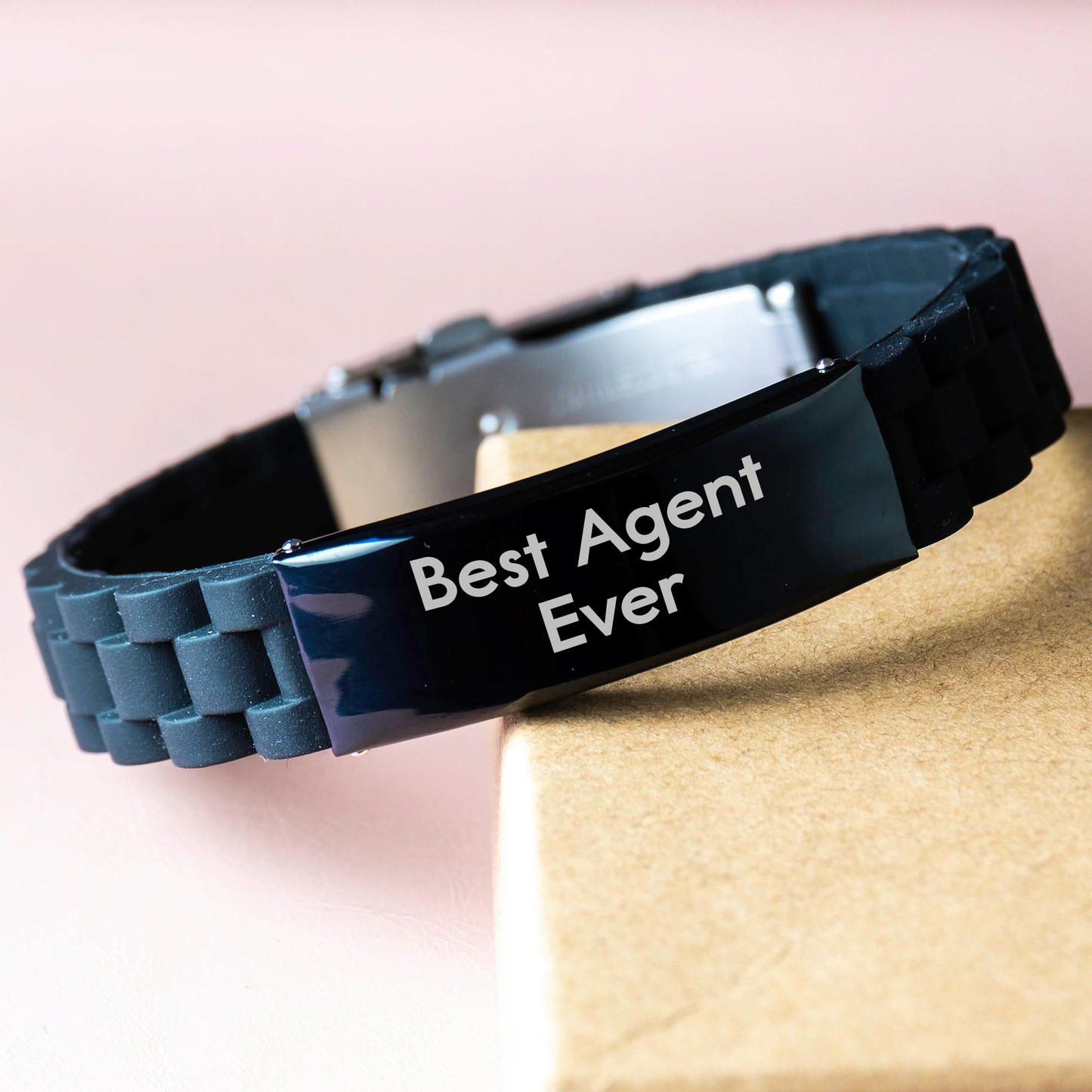 Funny Agent Gifts from Men - Best Agent Ever Glide lock Clasp Bracelet, Adjustable, Black, Unique Graduation Gifts for Agent - Image 3