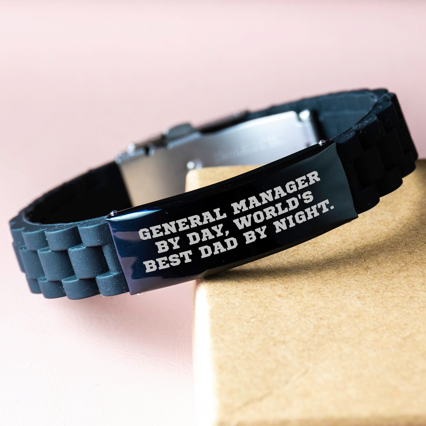 Funny General Manager Gifts by Day, World's Best Dad By Night Glide lock Clasp Bracelet for Men, Unique Graduation Presents from Friends, Coworkers, or Family - Image 3