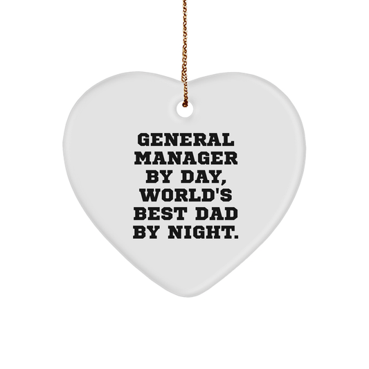 General Manager Gifts, Funny Quote, Heart Ornament for Christmas - Gifts from Dad to General Manager, World's Best Dad - Image 1