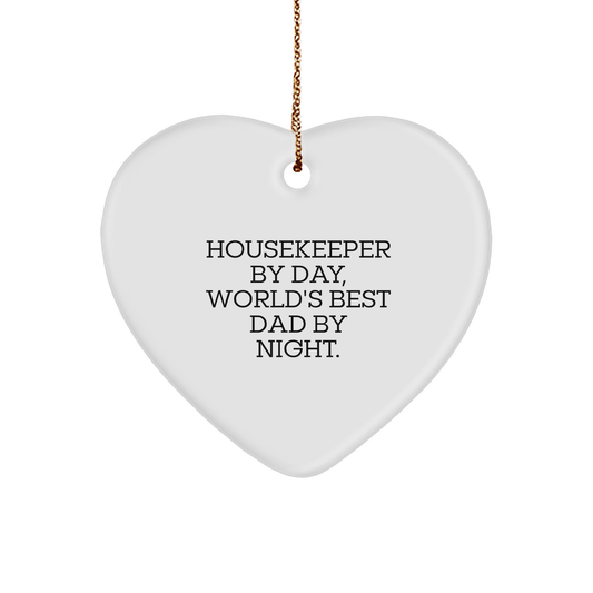Housekeeper Gifts by Day, Heart Ornament by Night, Funny Quote for Christmas, Gifts from Men to Housekeeper - Image 1