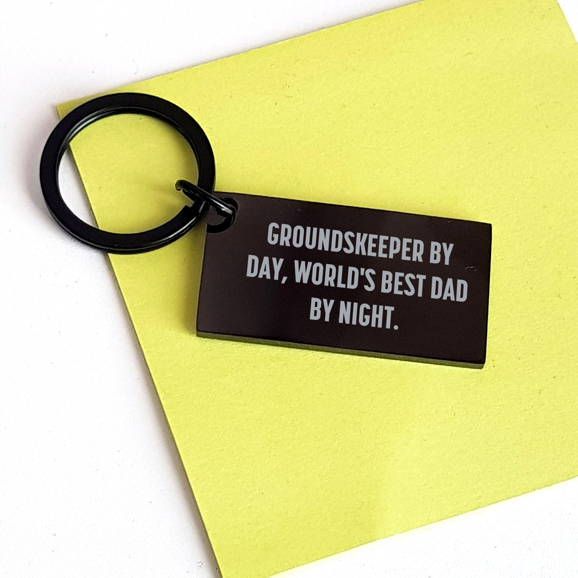 groundskeeper Gifts for Men by Day, World's Best Dad Keychain by Night, Black Stainless Steel, Made from Highly Resistant Material, Unique Graduation Gift from Family - Image 3
