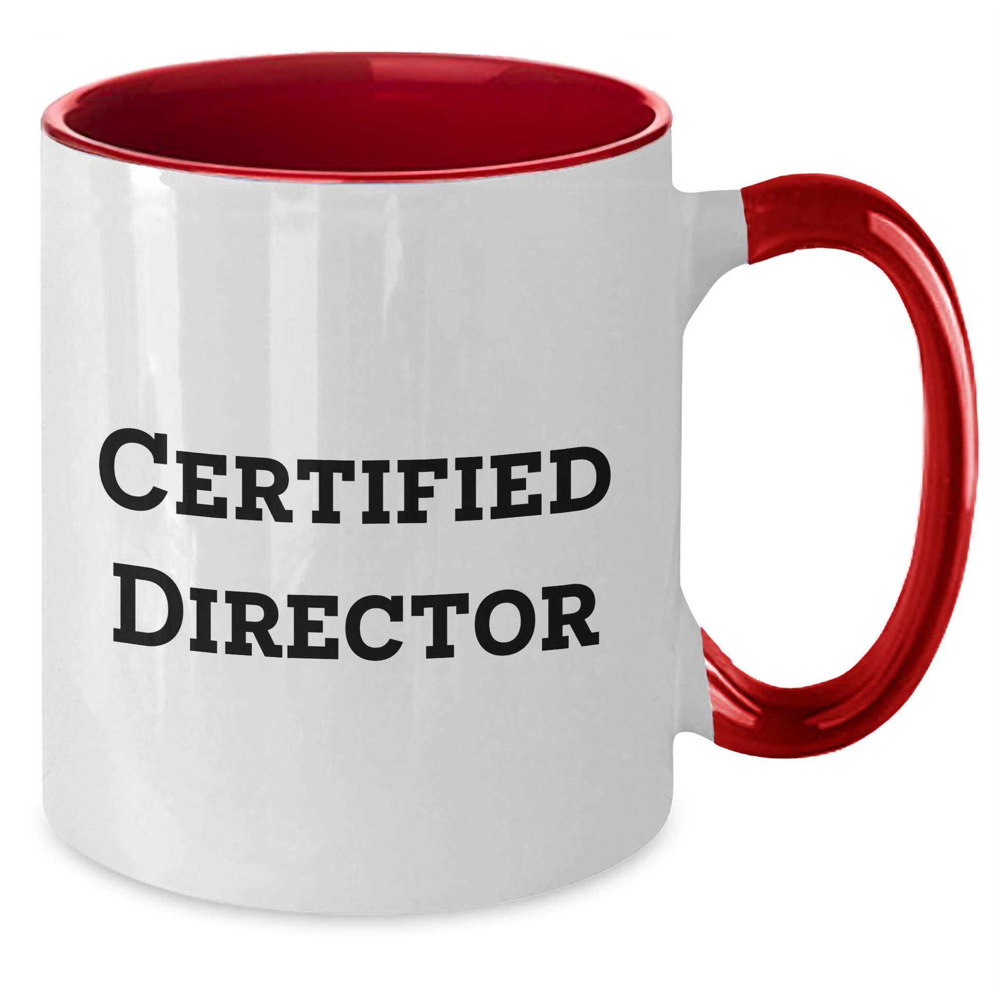 Funny Director Gifts from Friends - Cute Two Tone Coffee Mug for Certified Director's Graduation - Black and White, Red and White, Navy and White, and Pink and White Options - Additional