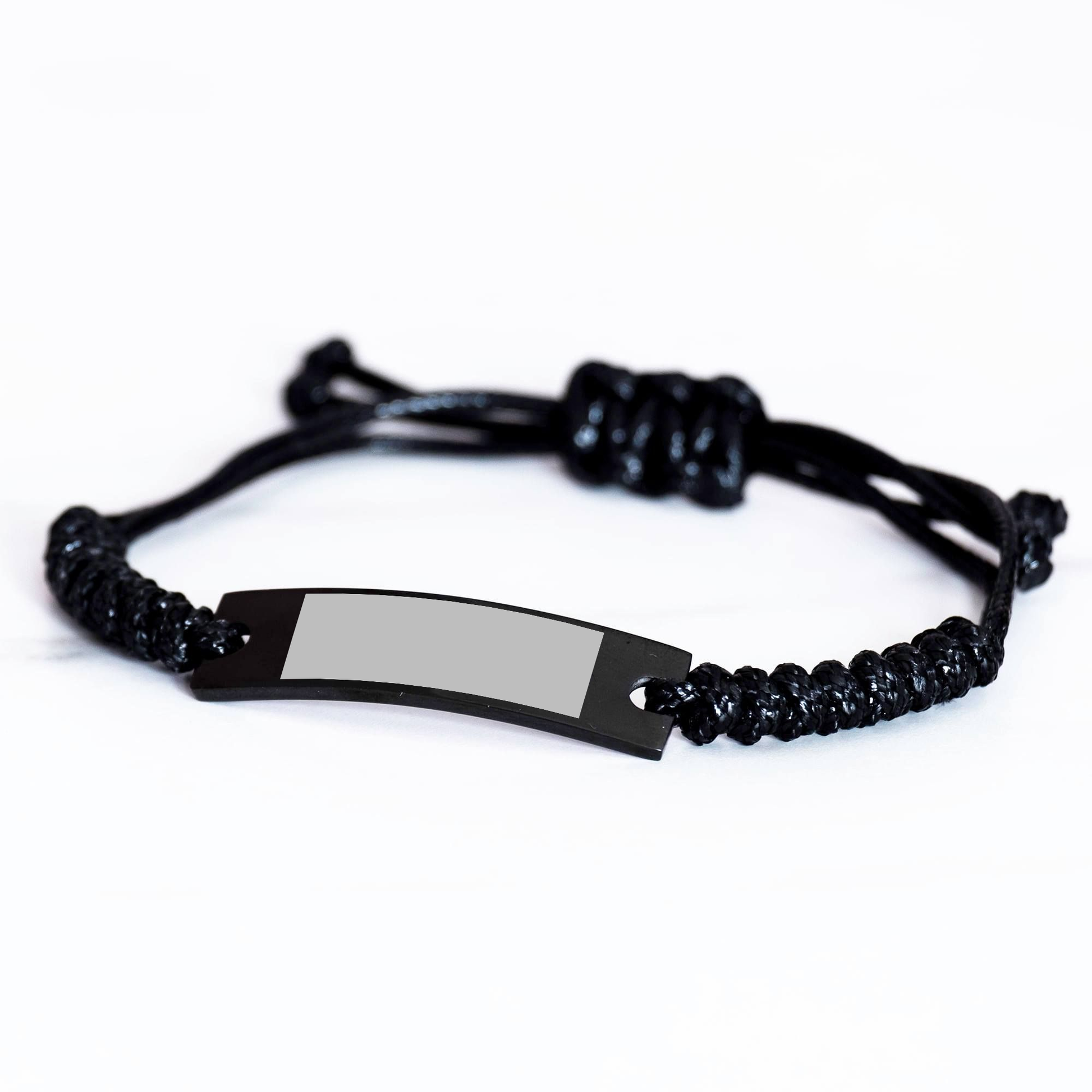 Carpenter Gifts from Friends - Funny Quote Rope Bracelet for Graduation, Adjustable Black Stainless Steel with Interlaced Rope - Gift for Carpenter - Image 2