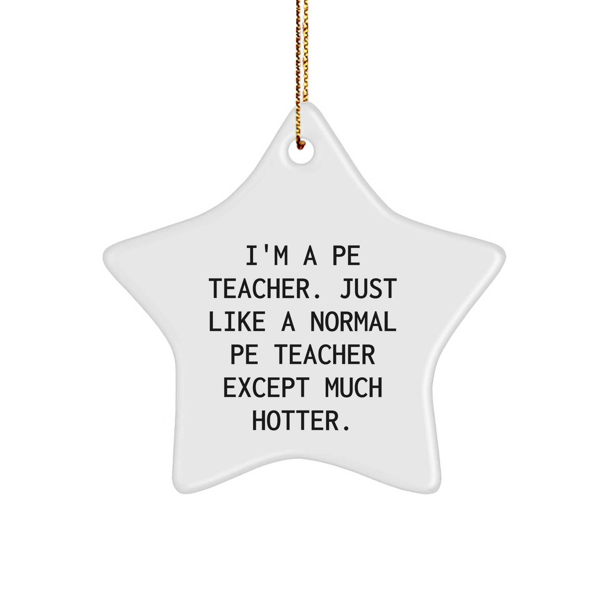 Funny PE Teacher Gifts for Christmas - 'I'm A PE Teacher. Just Like A Normal PE Teacher Except Much Hotter.' Star Ornament, Gifts from Friends to Family - Image 1