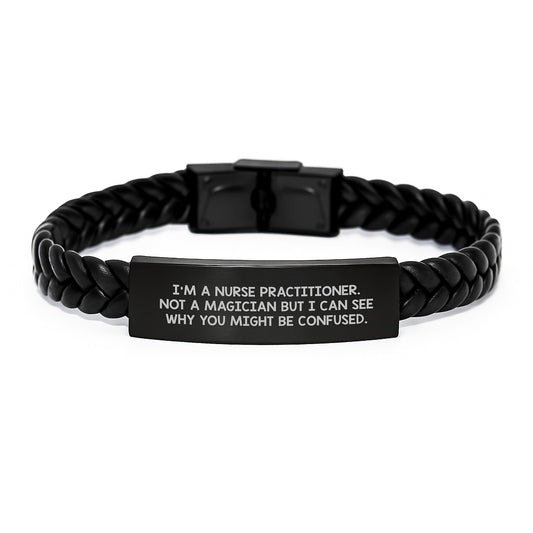 Nurse Practitioner Gifts Funny Interlaced Leather Bracelet for Graduation - Gifts from Family to Nurse Practitioner - Image 1
