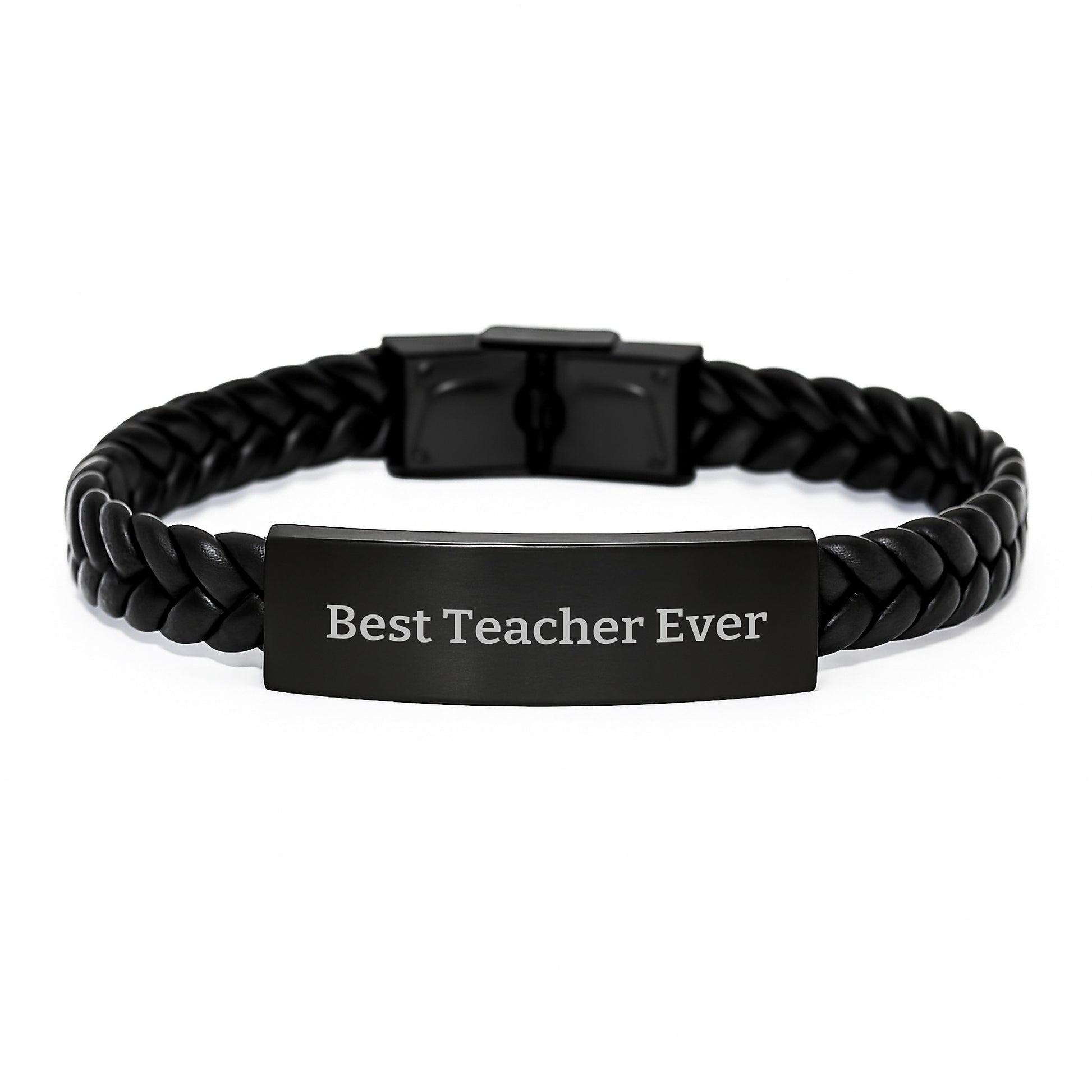 Funny Teacher Gifts from Friends - Best Teacher Ever Interlaced Leather Bracelet for Birthday Unique Gifts - Image 1