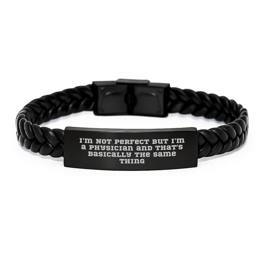 Funny Physician Gifts from Friends and Family - Interlaced Leather Bracelet for Birthday - Image 1